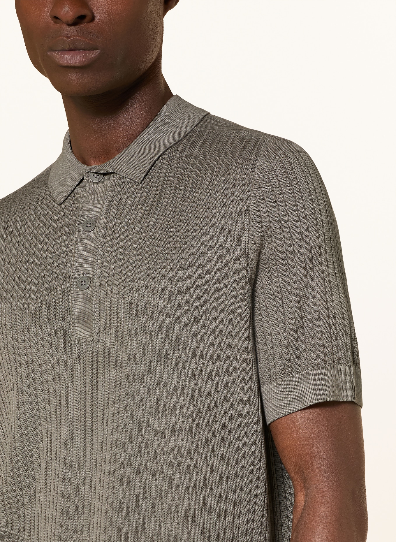 Marc O'Polo Gebreid poloshirt: GRIJS