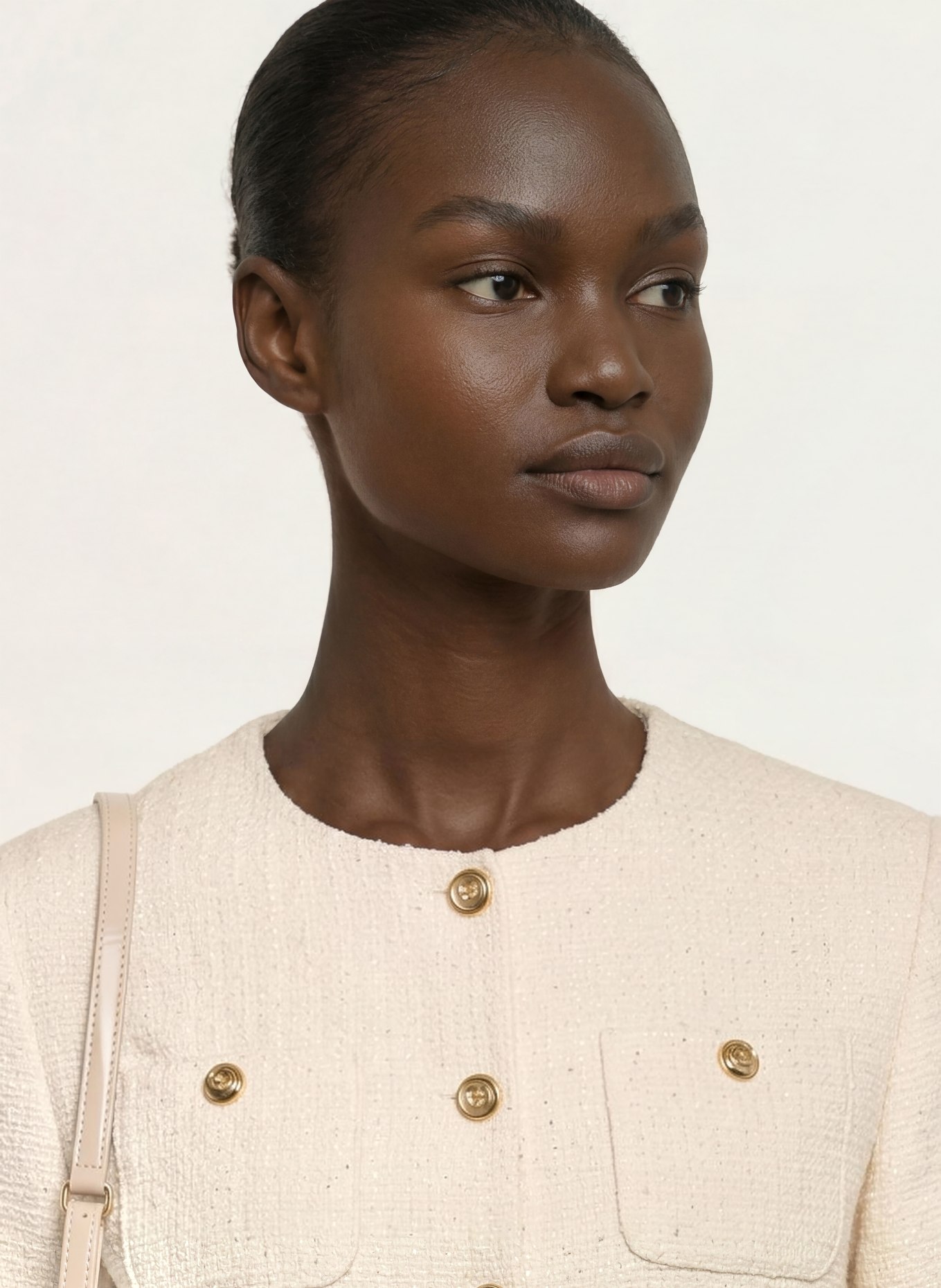 maje Tweed-Jacke mit Pailletten: ECRU / GOLD