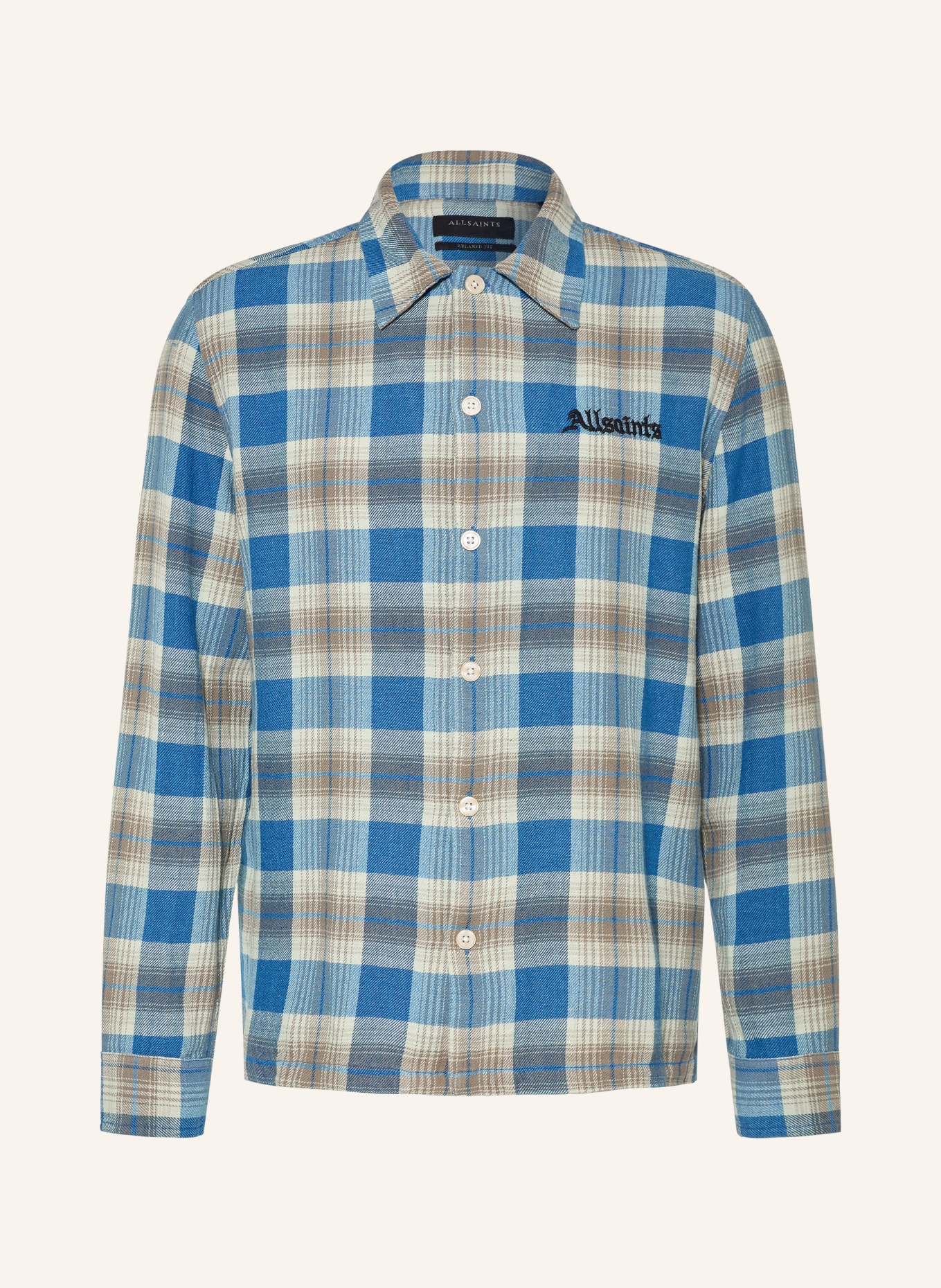 ALLSAINTS Overhemd ALTA Relaxed Fit: BLAUW / GRIJS / ZWART