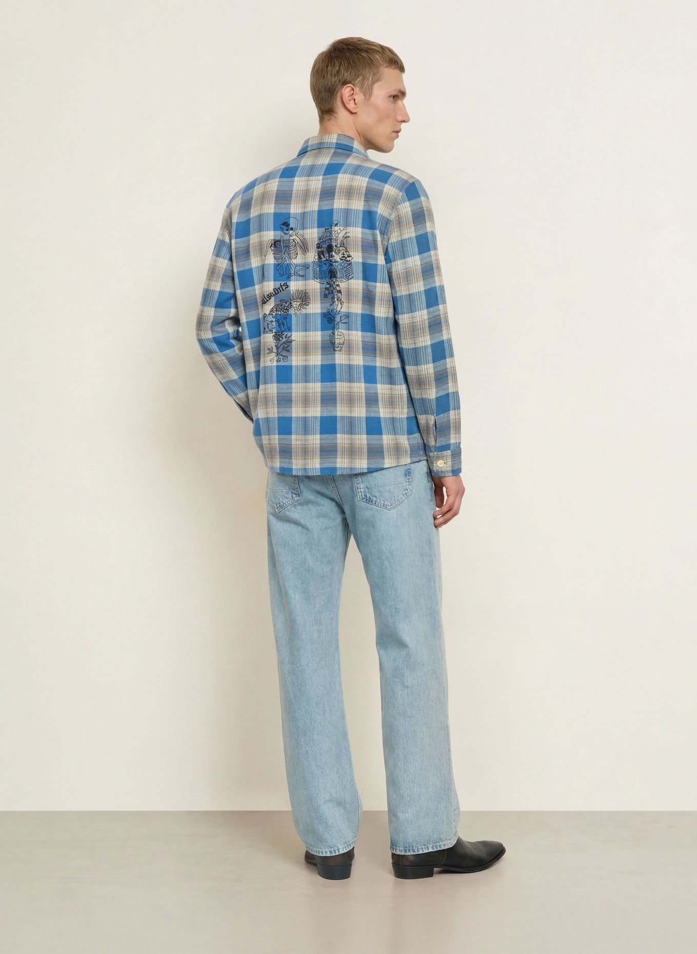 ALLSAINTS Overhemd ALTA Relaxed Fit: BLAUW / GRIJS / ZWART