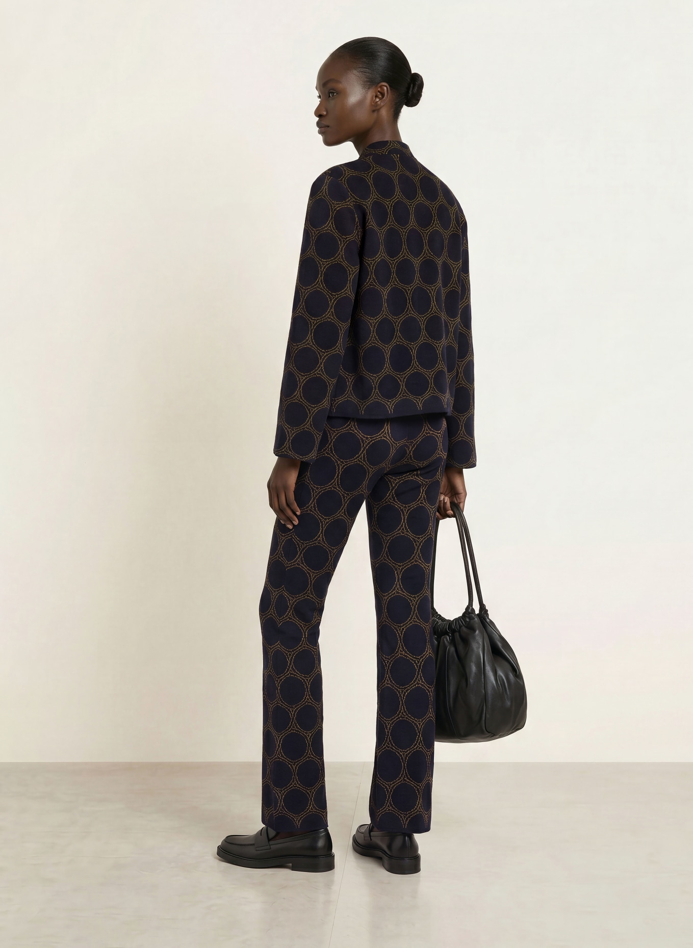 SIYU Gebreide broek: DONKERBLAUW / DONKERGEEL