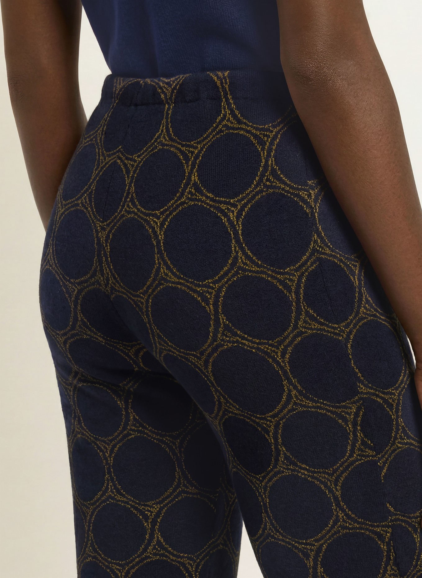 SIYU Gebreide broek: DONKERBLAUW / DONKERGEEL