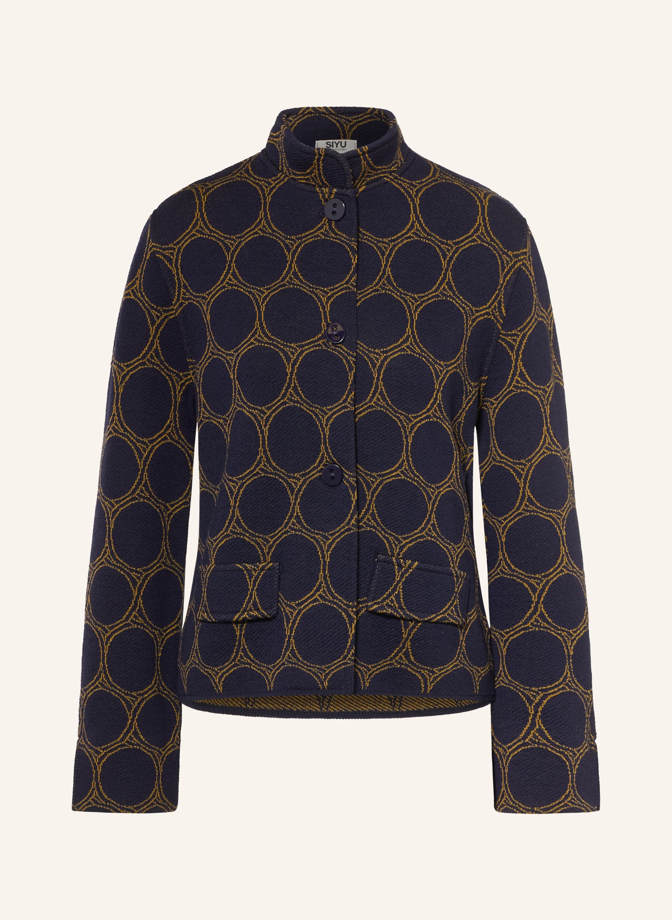 SIYU Strickblazer: BLAU / DUNKELGELB