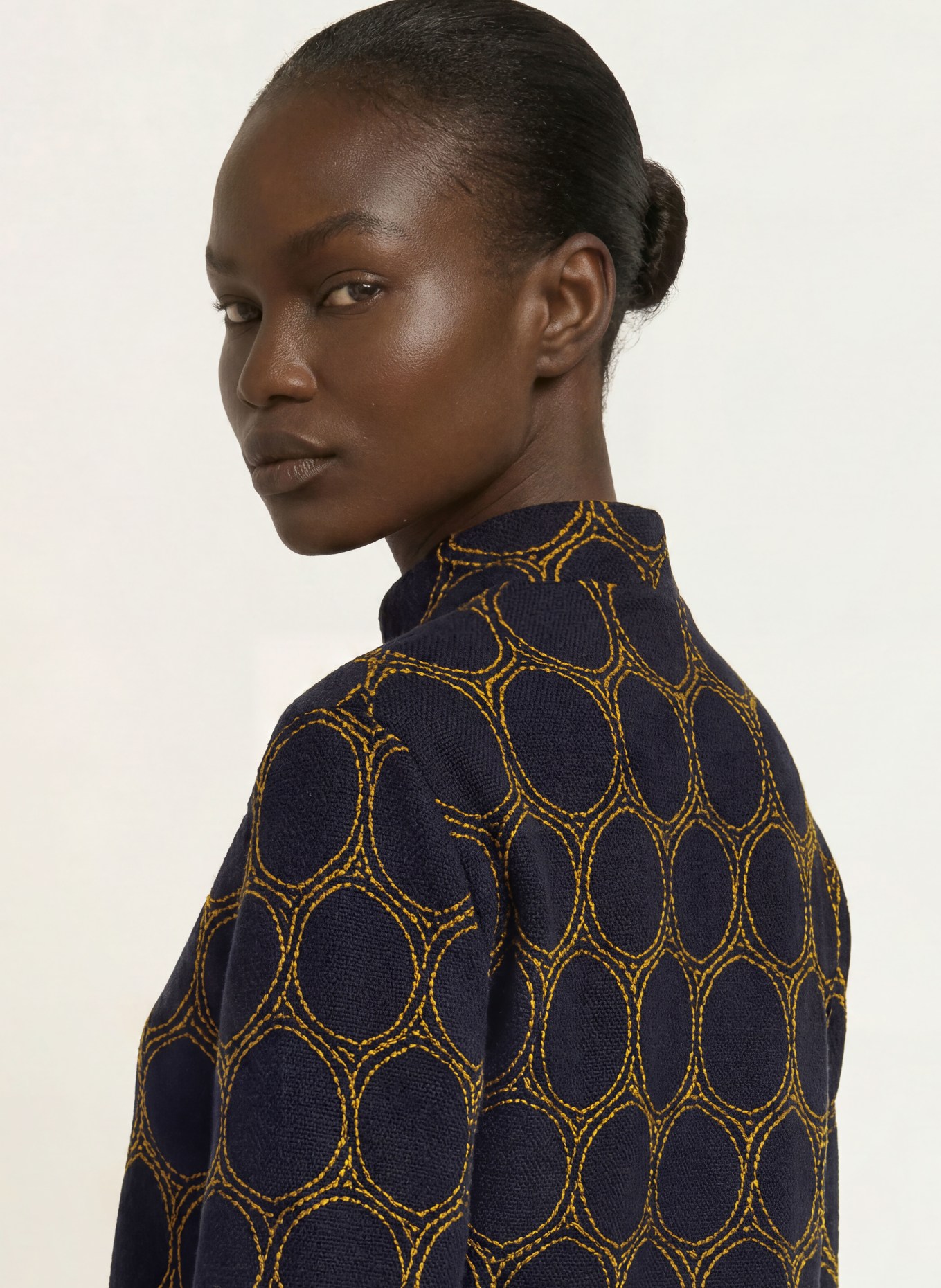 SIYU Strickblazer: BLAU / DUNKELGELB