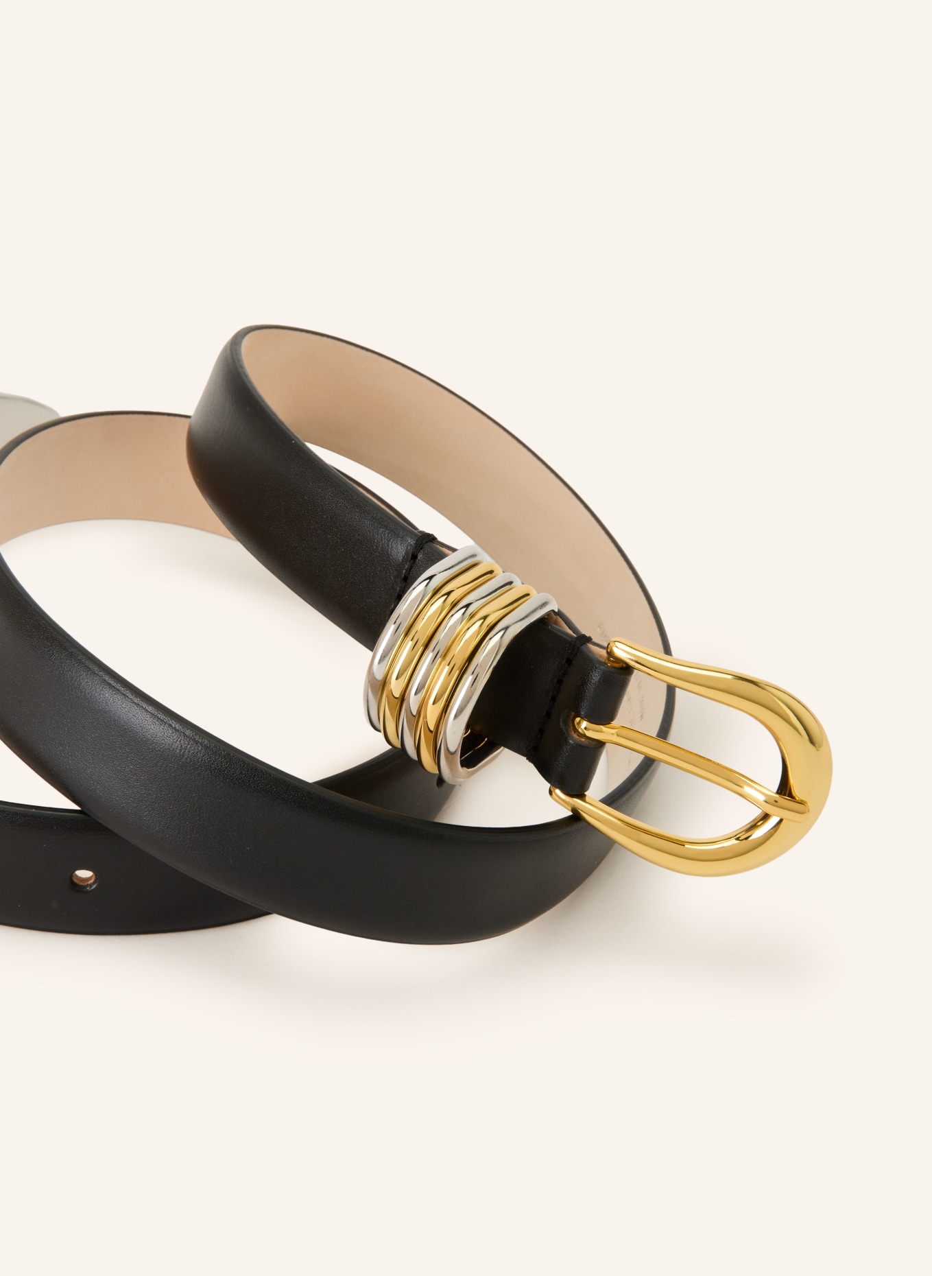 DÉHANCHE Leren riem HOLLYHOCK: ZWART / GOUD