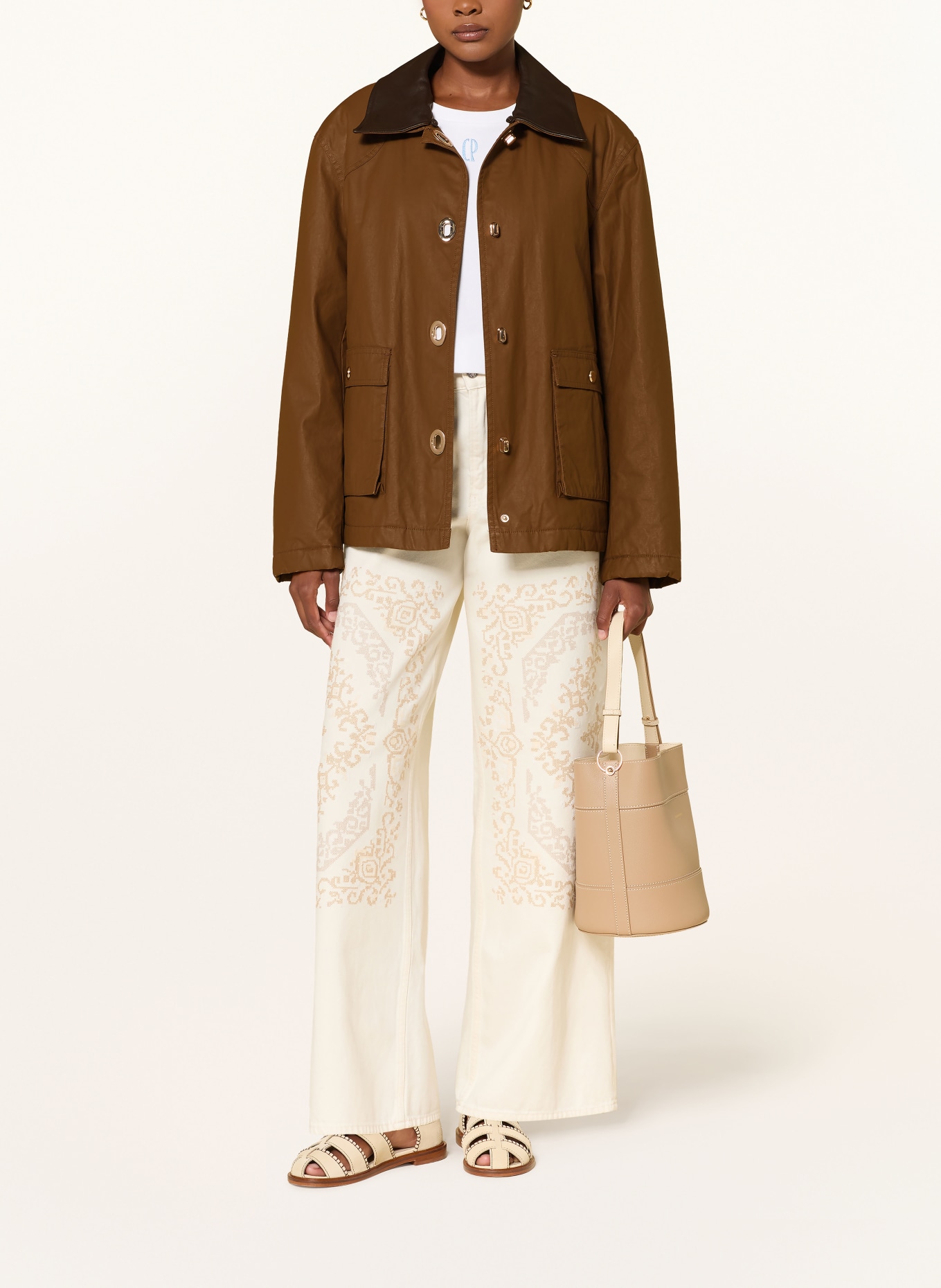 CLAUDIE PIERLOT Overjacket mit abnehmbarem Kragen: BRAUN / DUNKELBRAUN