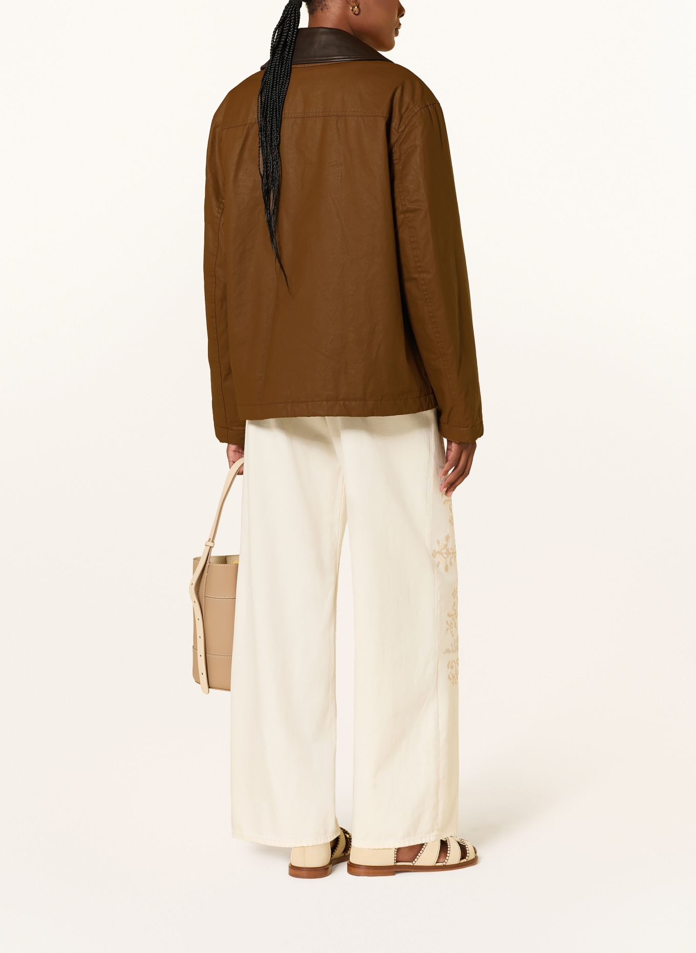 CLAUDIE PIERLOT Overjacket mit abnehmbarem Kragen: BRAUN / DUNKELBRAUN