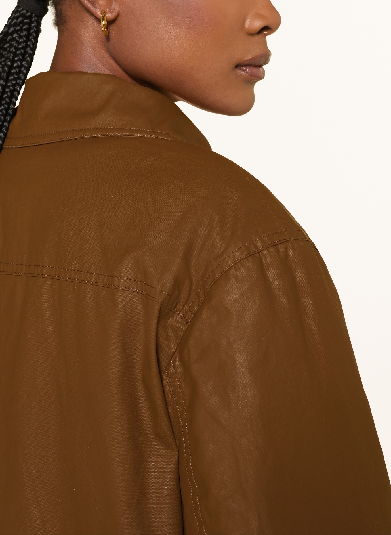 CLAUDIE PIERLOT Overjacket mit abnehmbarem Kragen: BRAUN / DUNKELBRAUN