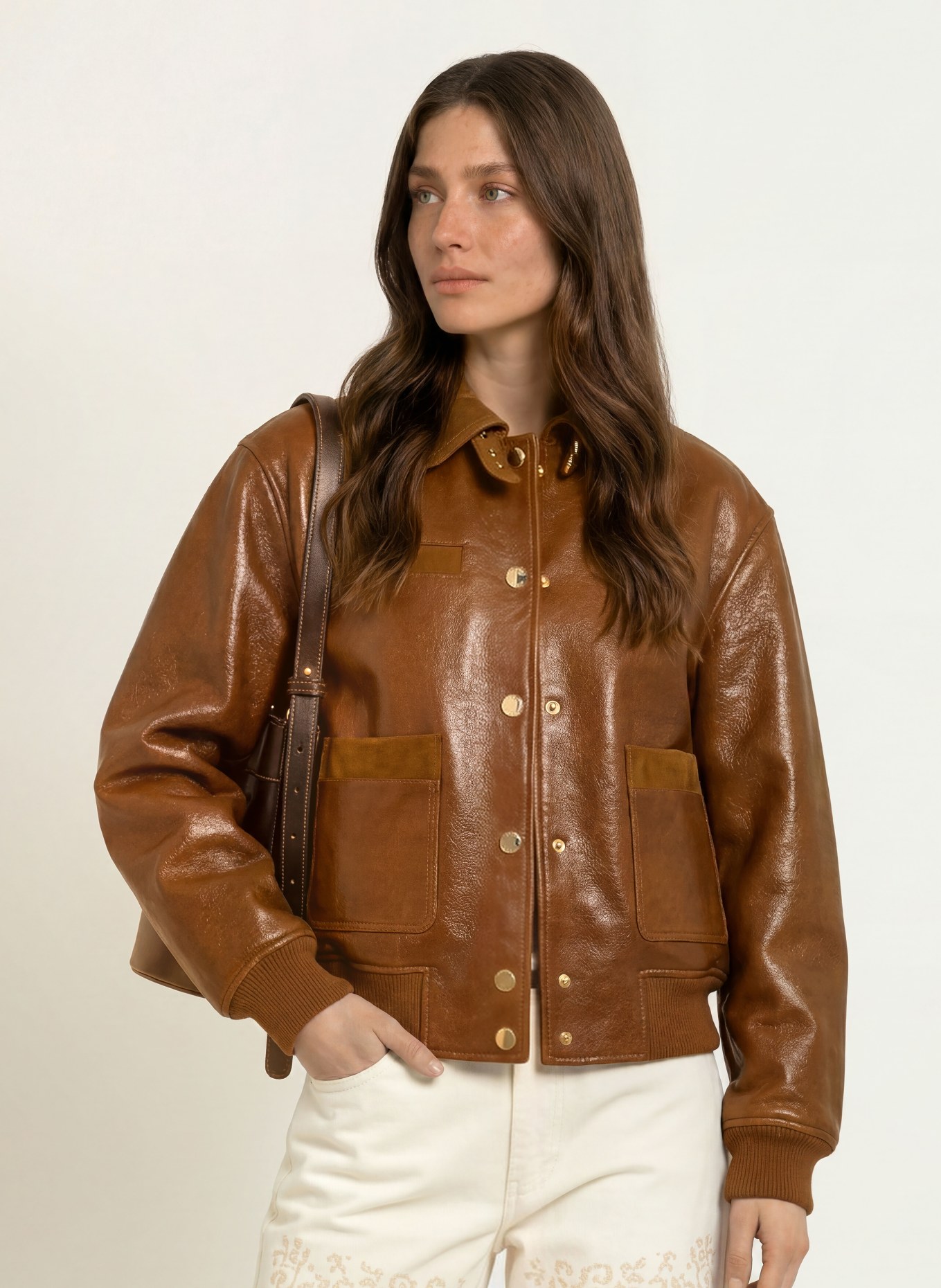 CLAUDIE PIERLOT Lederjacke: BRAUN