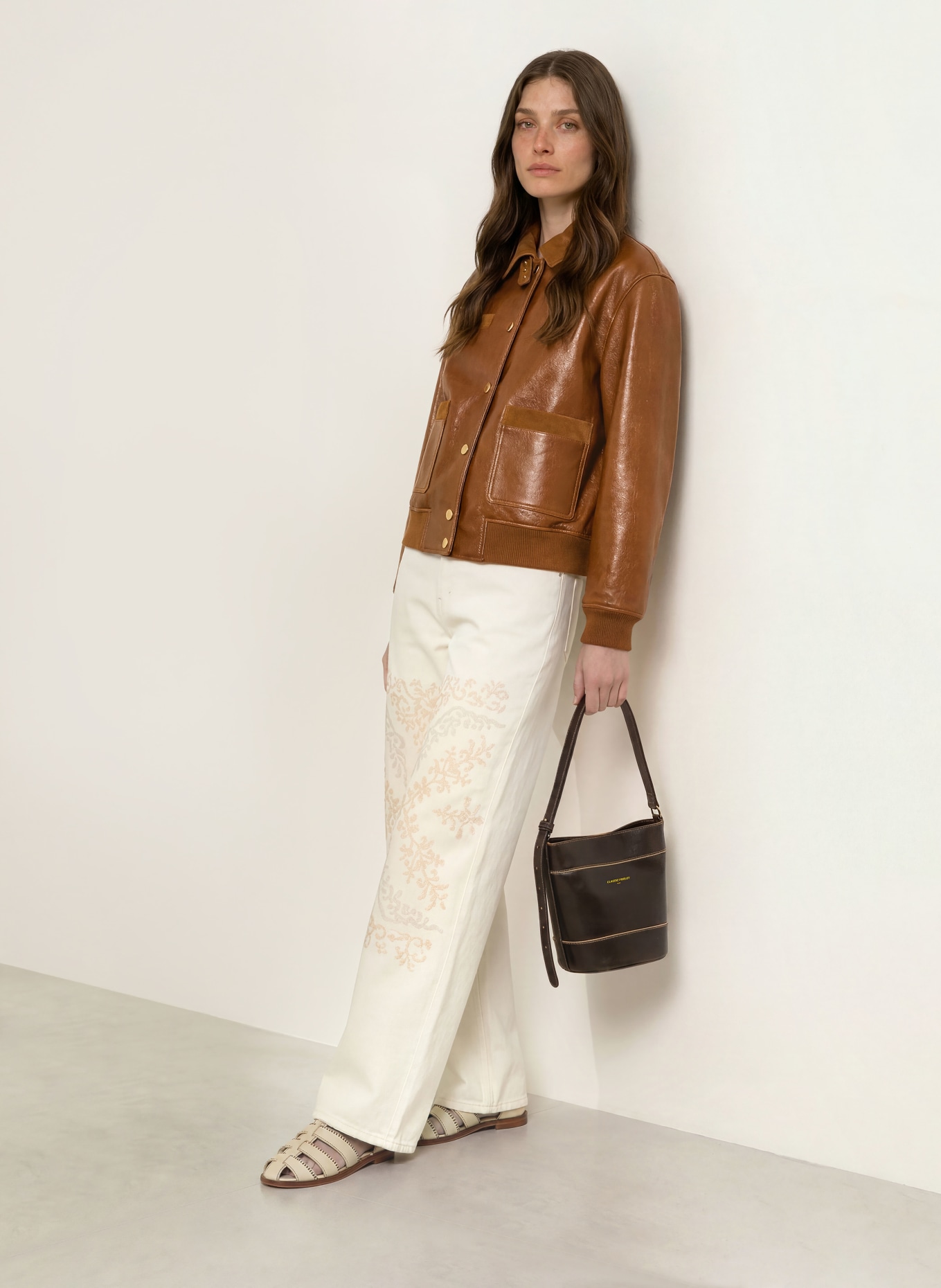 CLAUDIE PIERLOT Lederjacke: BRAUN
