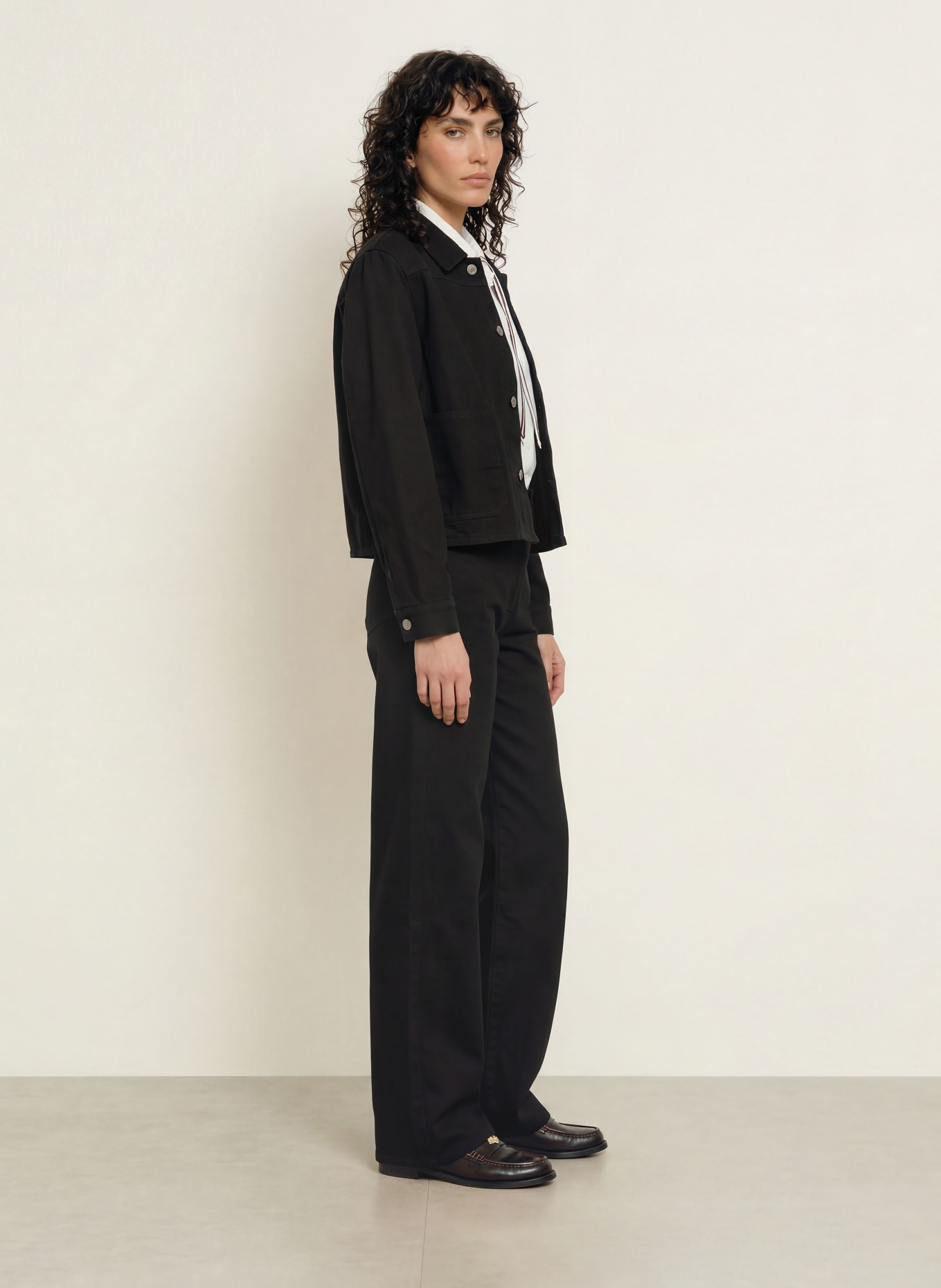 CLAUDIE PIERLOT Jeansy wide leg: V002 BLACK DENIM