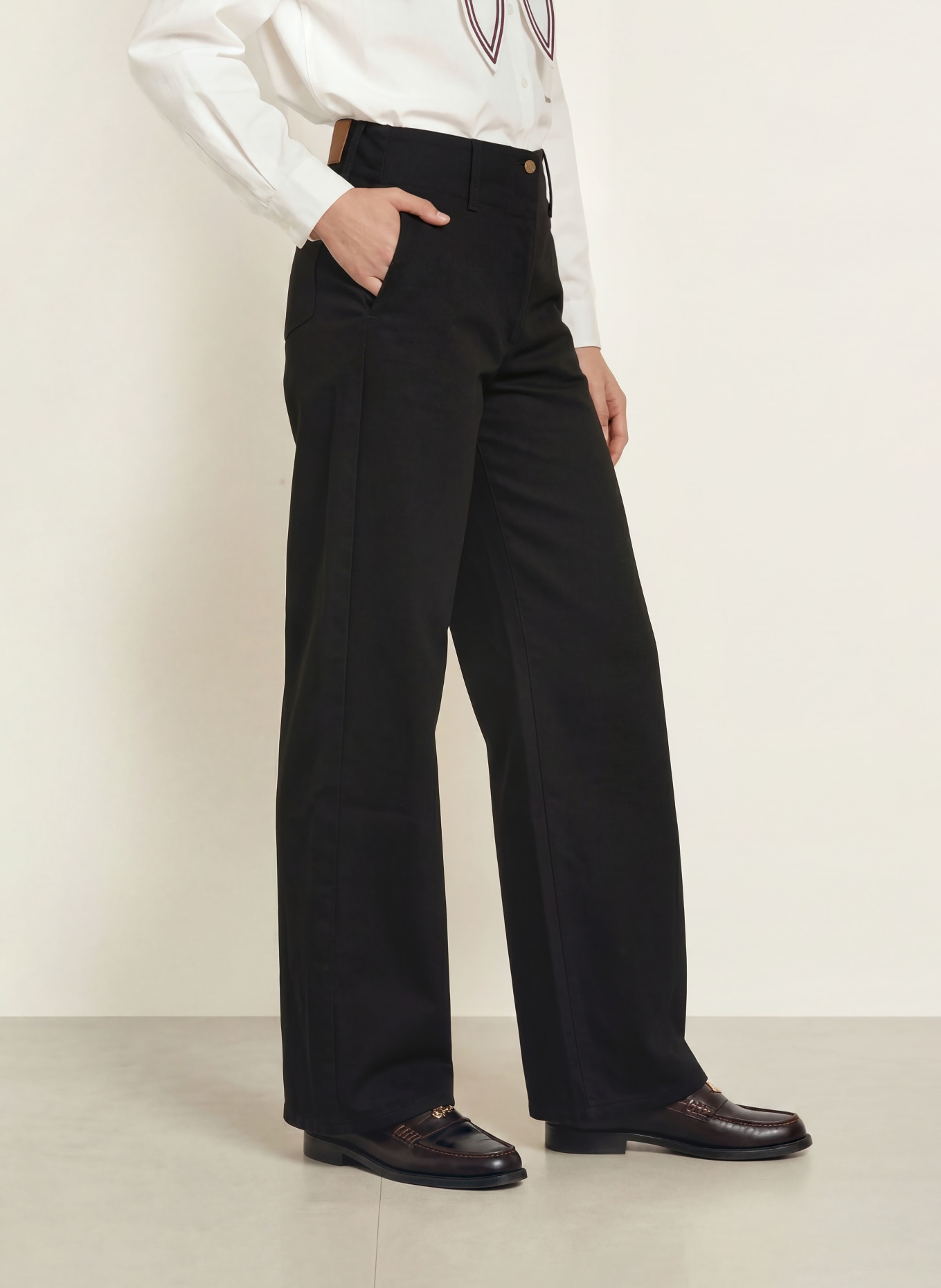 CLAUDIE PIERLOT Jeansy wide leg: V002 BLACK DENIM