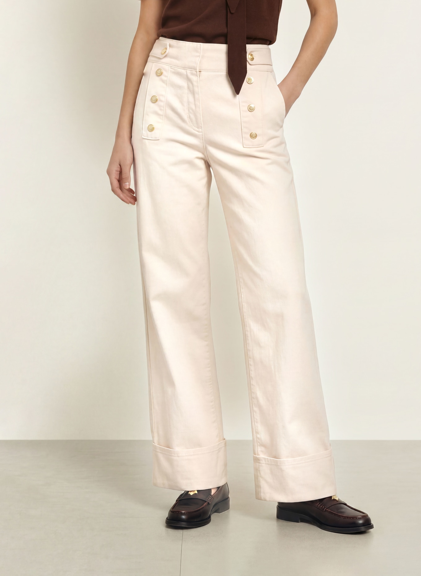 CLAUDIE PIERLOT Wide Leg Jeans: A041 LIGHT BEIGE DENIM
