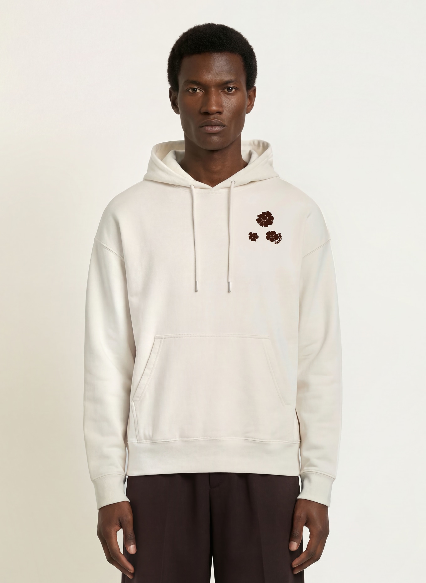 SANDRO Oversized-Hoodie: ECRU / DUNKELBRAUN
