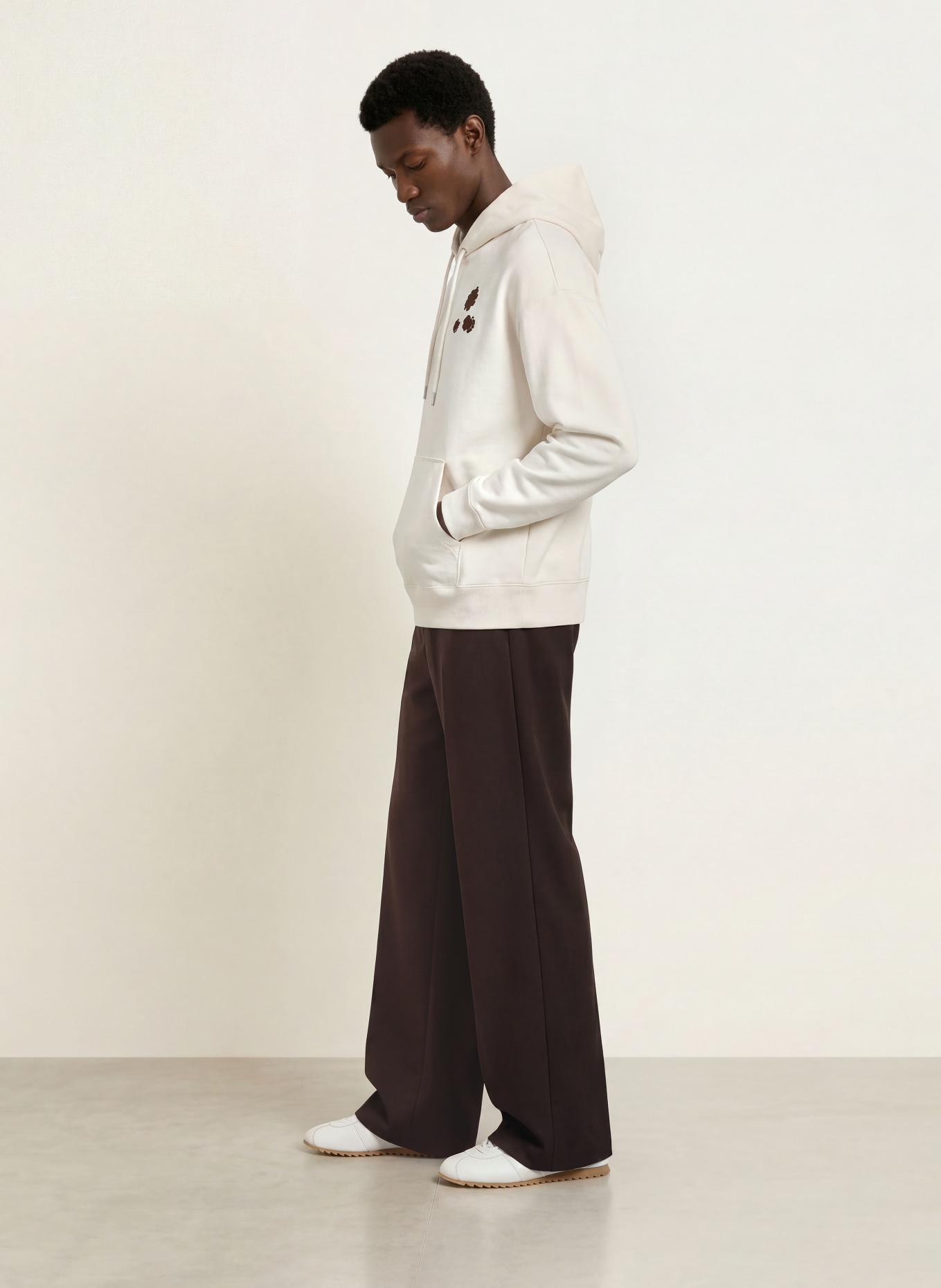 SANDRO Oversized-Hoodie: ECRU / DUNKELBRAUN