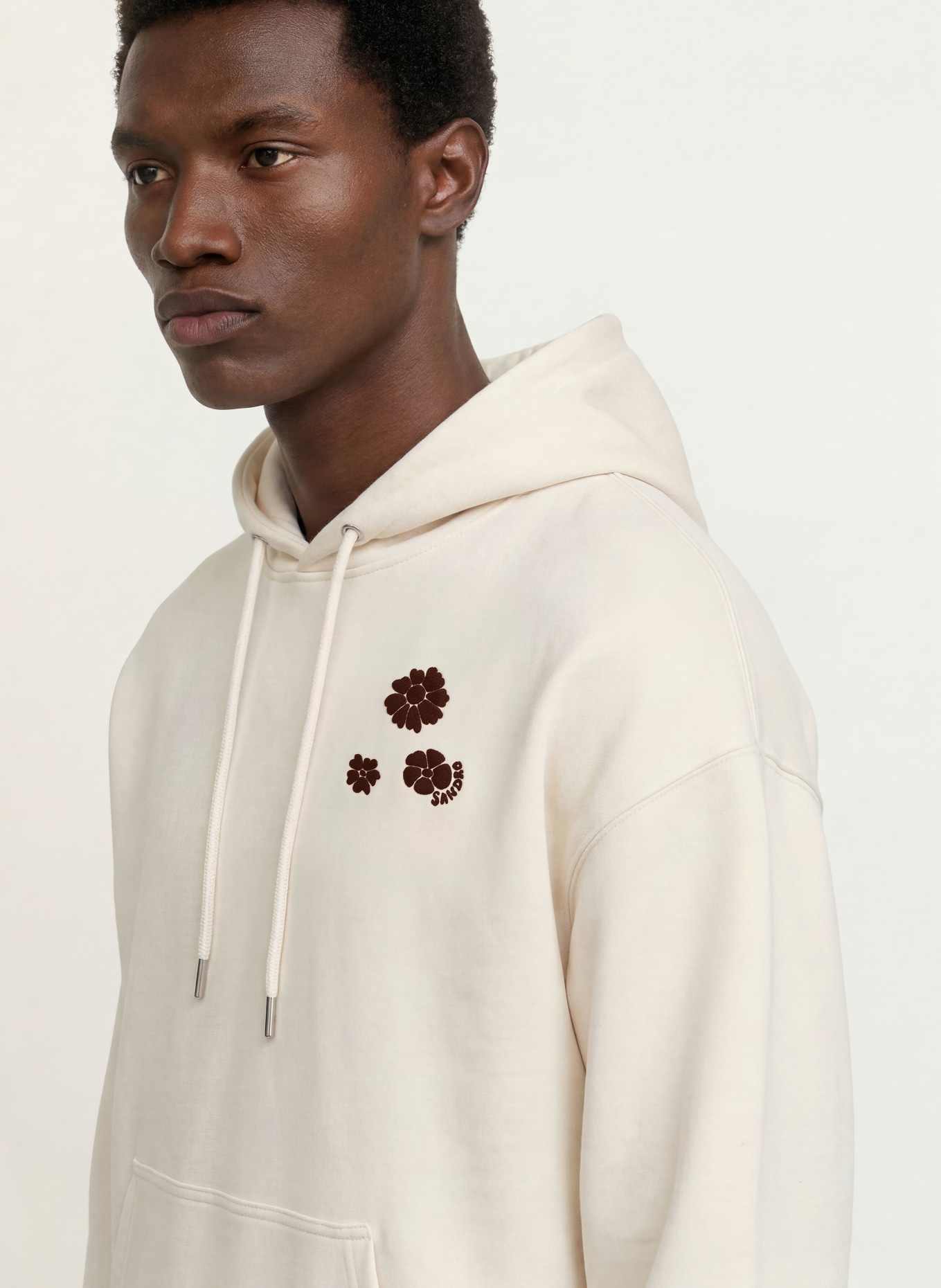SANDRO Oversized-Hoodie: ECRU / DUNKELBRAUN