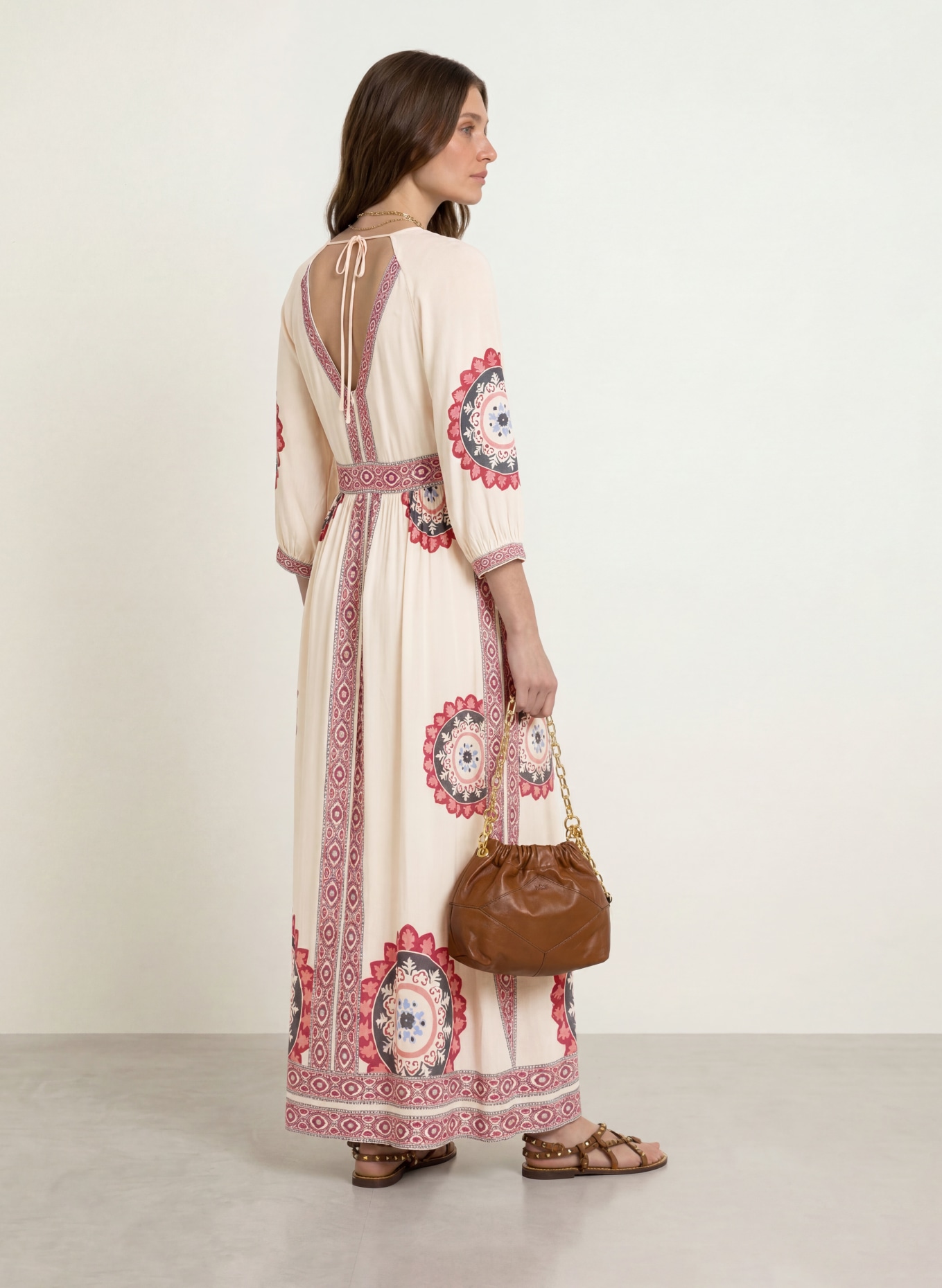 ba&sh Kleid VERE: ECRU / LILA / DUNKELROT