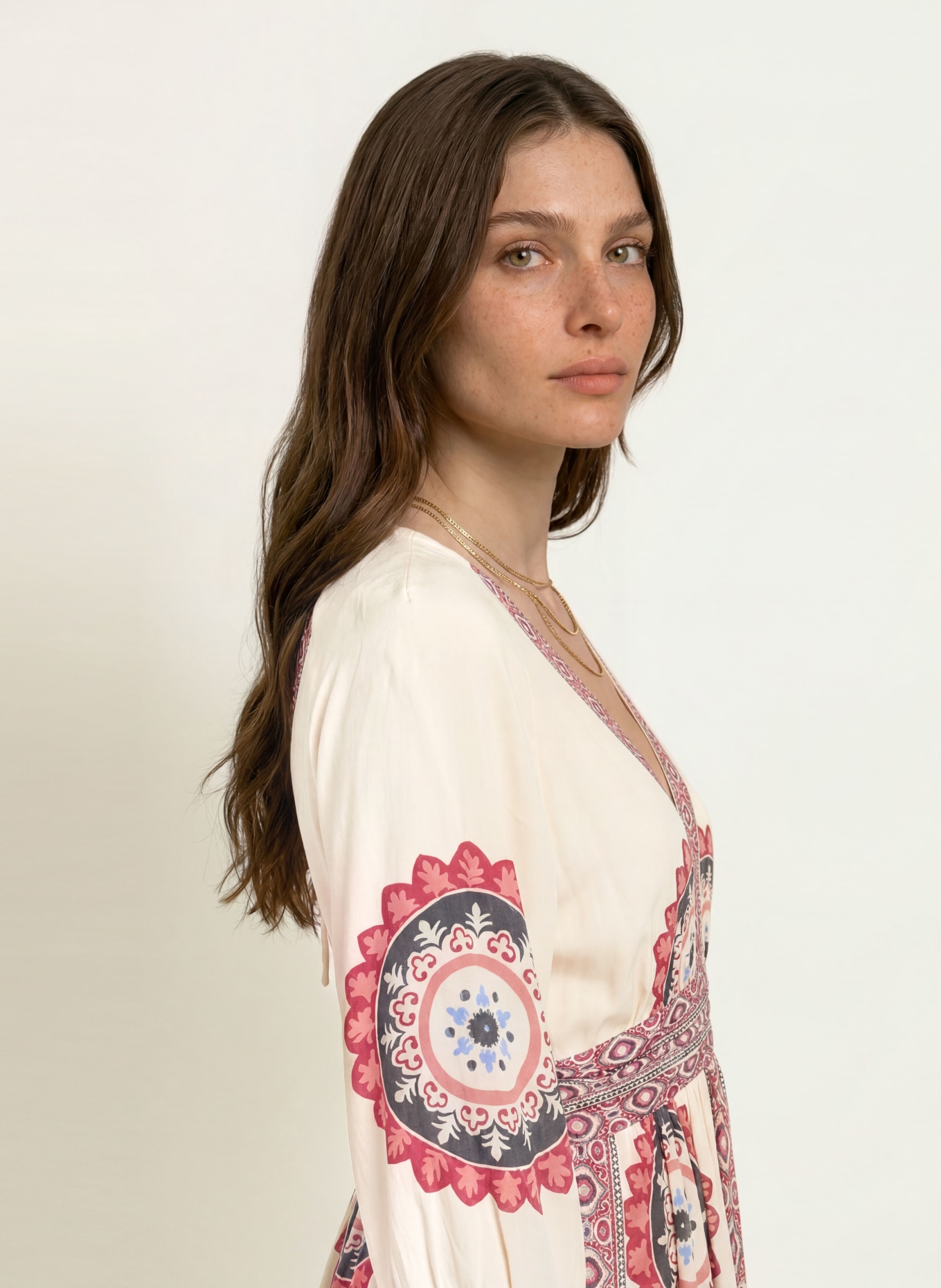 ba&sh Kleid VERE: ECRU / LILA / DUNKELROT