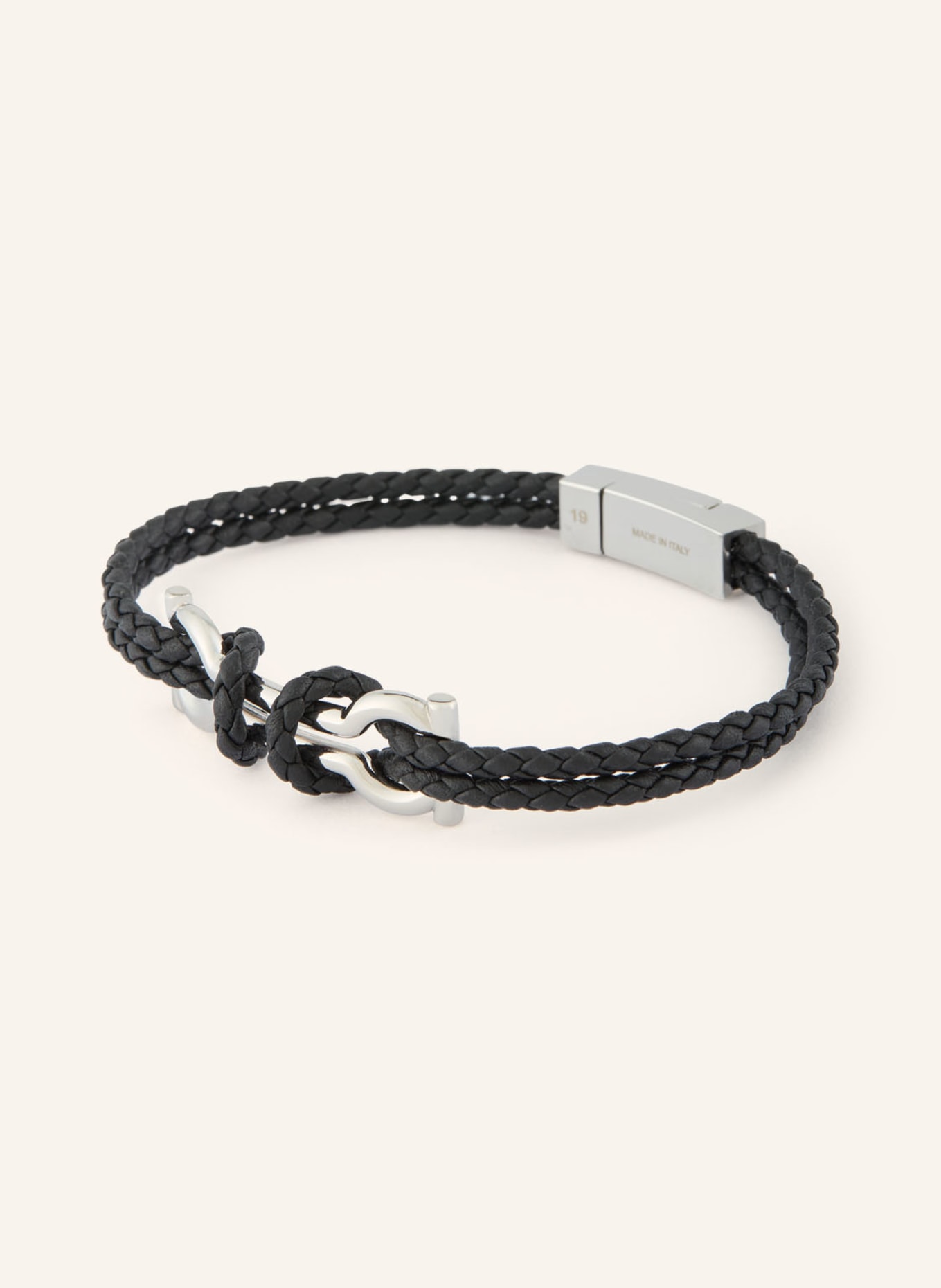 FERRAGAMO Náramek: ČERNÁ / STŘÍBRNÁ