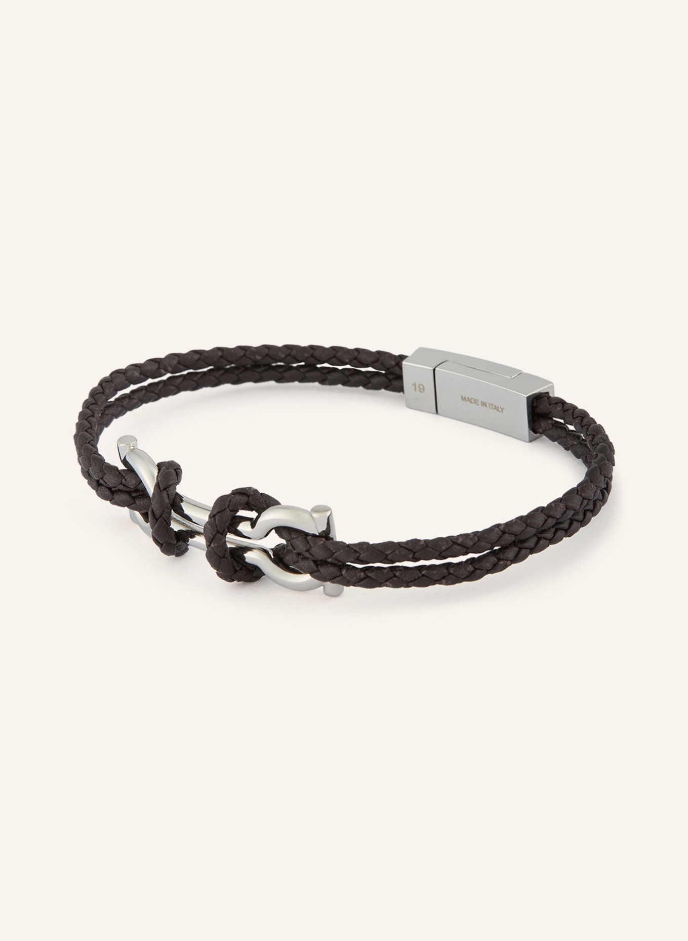 FERRAGAMO Náramek: TMAVĚ HNĚDÁ / STŘÍBRNÁ