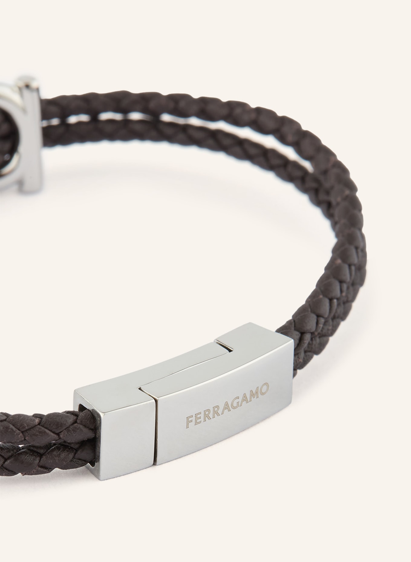 FERRAGAMO Náramek: TMAVĚ HNĚDÁ / STŘÍBRNÁ