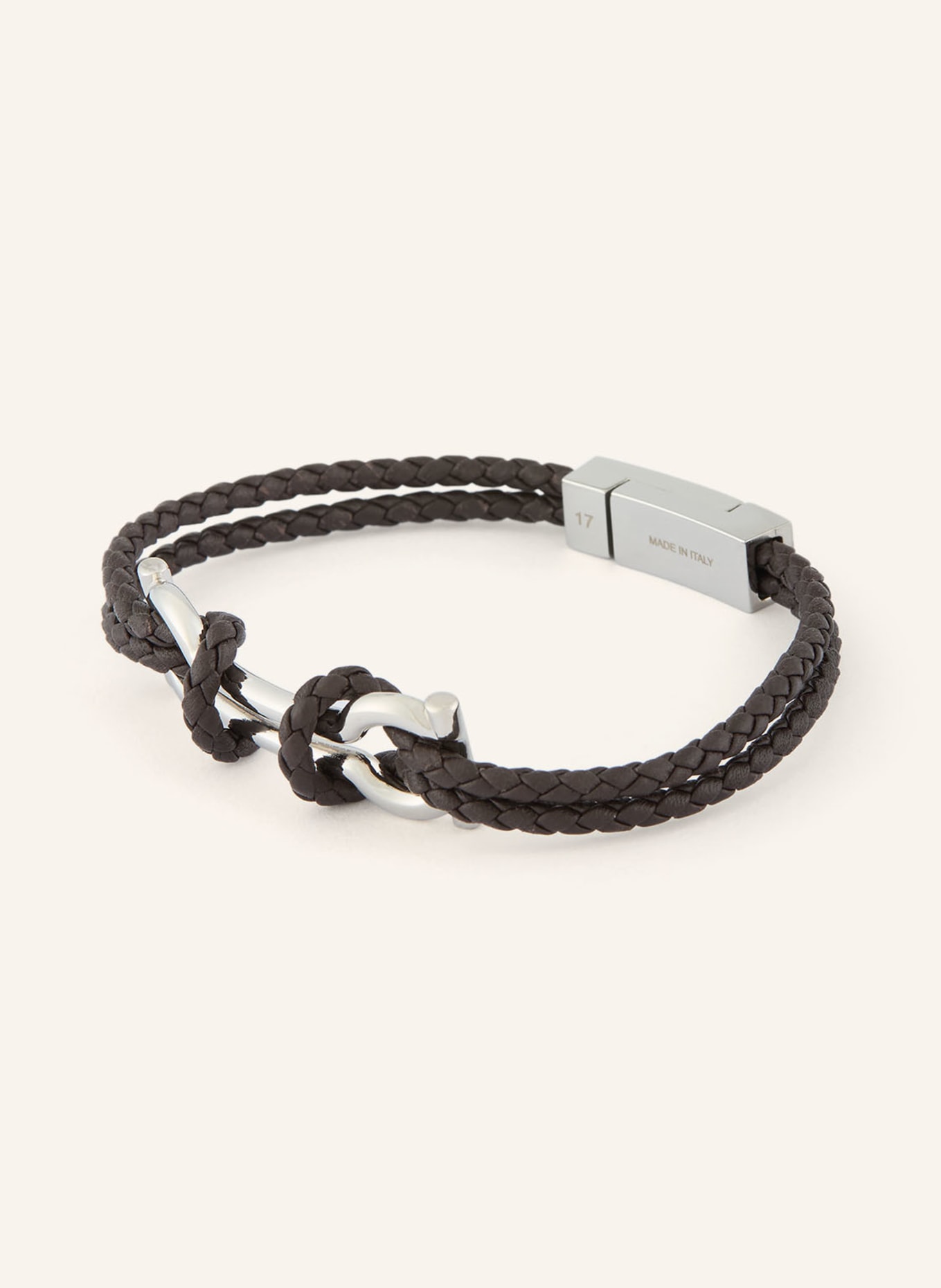 FERRAGAMO Armband: DUNKELBRAUN / SILBER