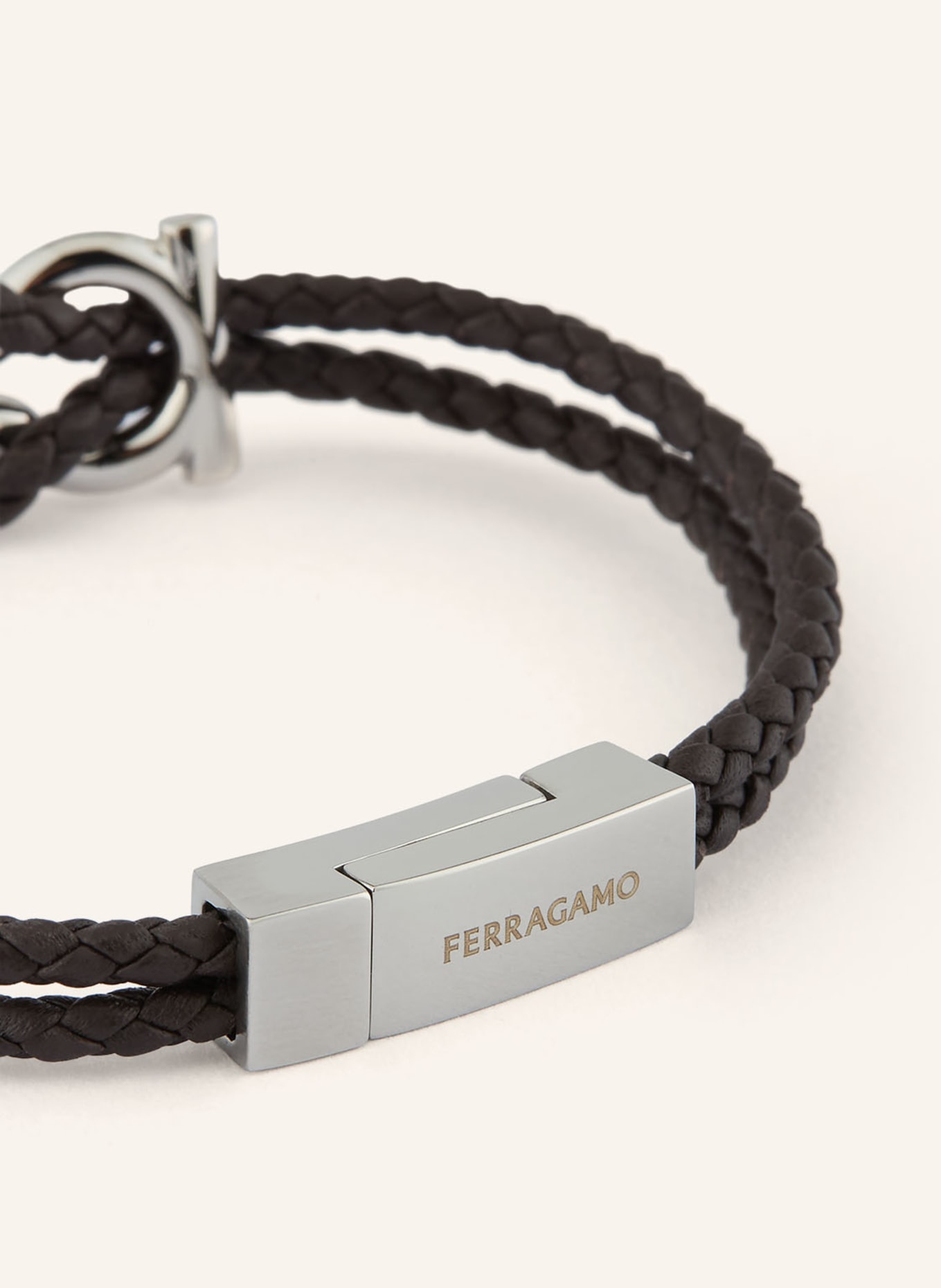 FERRAGAMO Armband: DUNKELBRAUN / SILBER