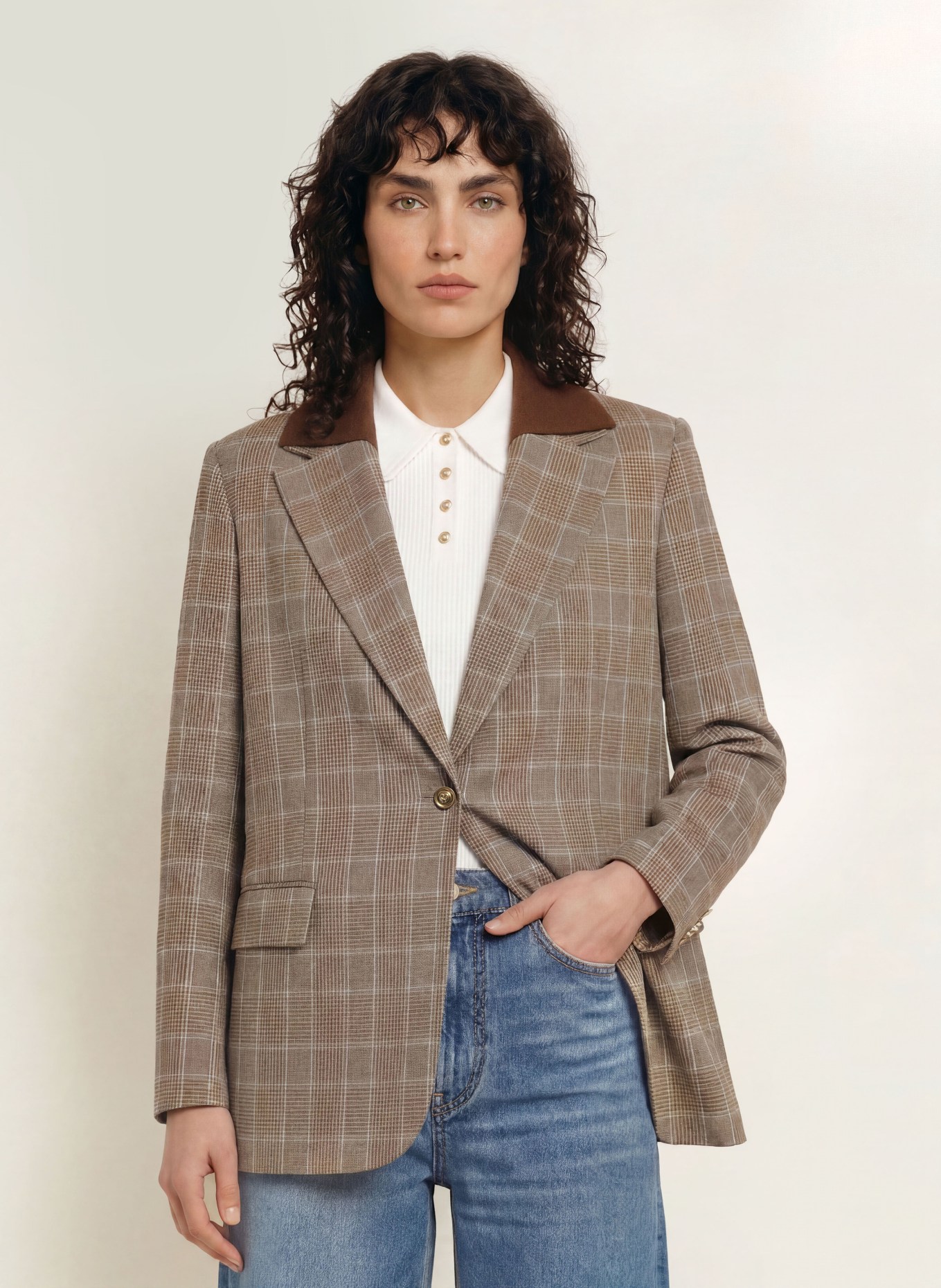 maje Blazer: BRAUN / CREME / BLAU