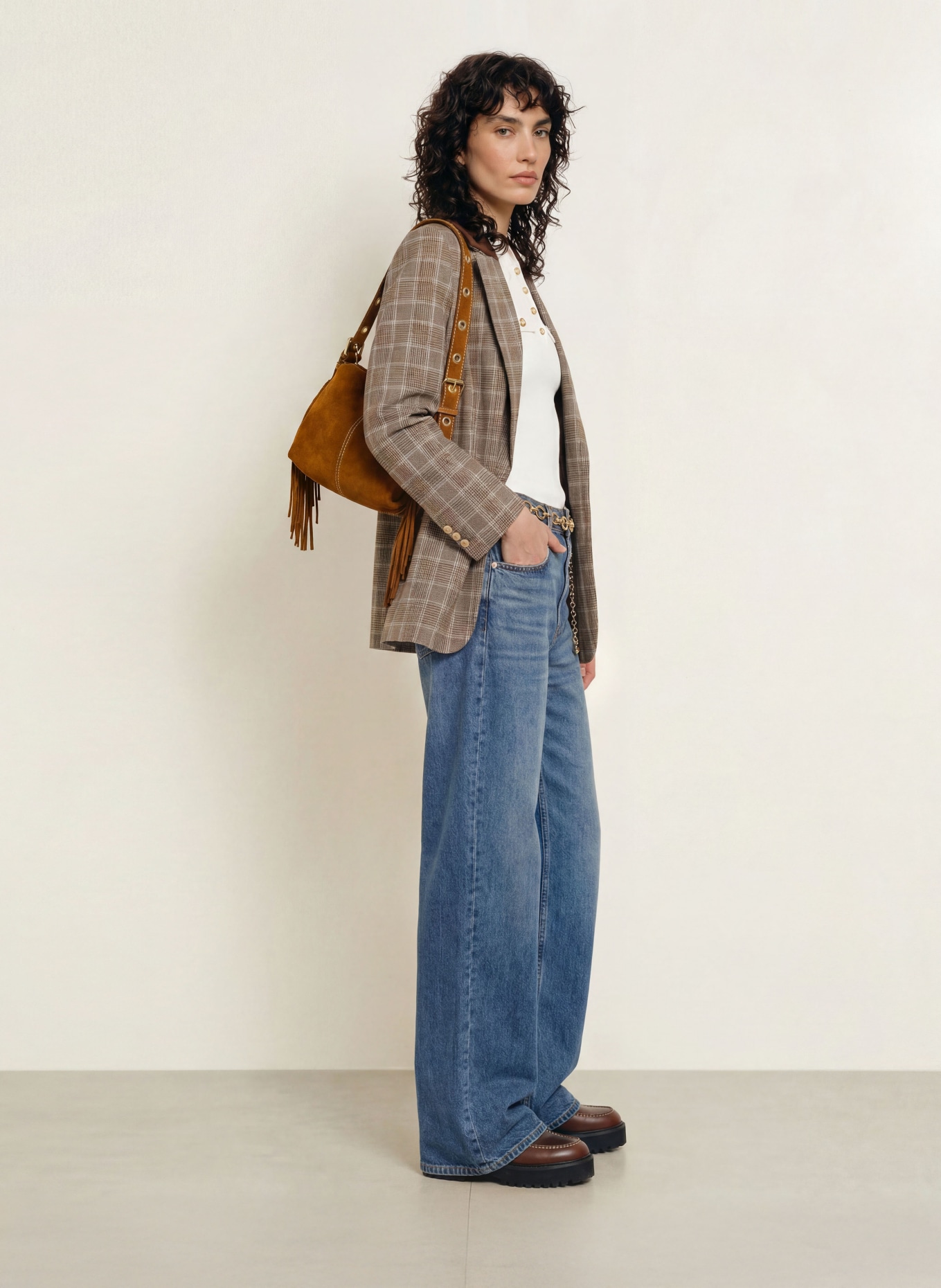 maje Blazer: BRAUN / CREME / BLAU