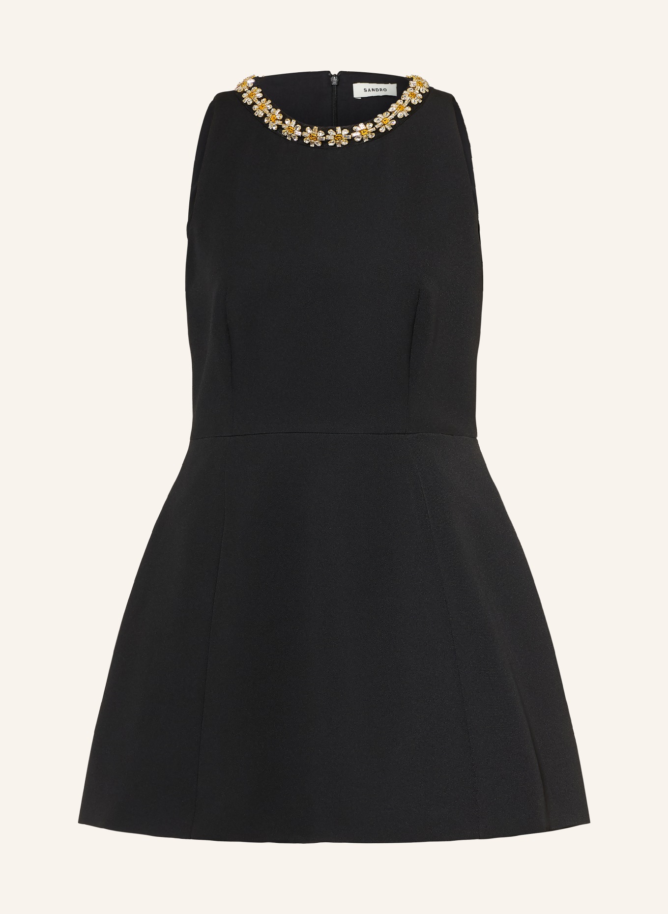 SANDRO Kleid mit Schmucksteinen: SCHWARZ / GOLD