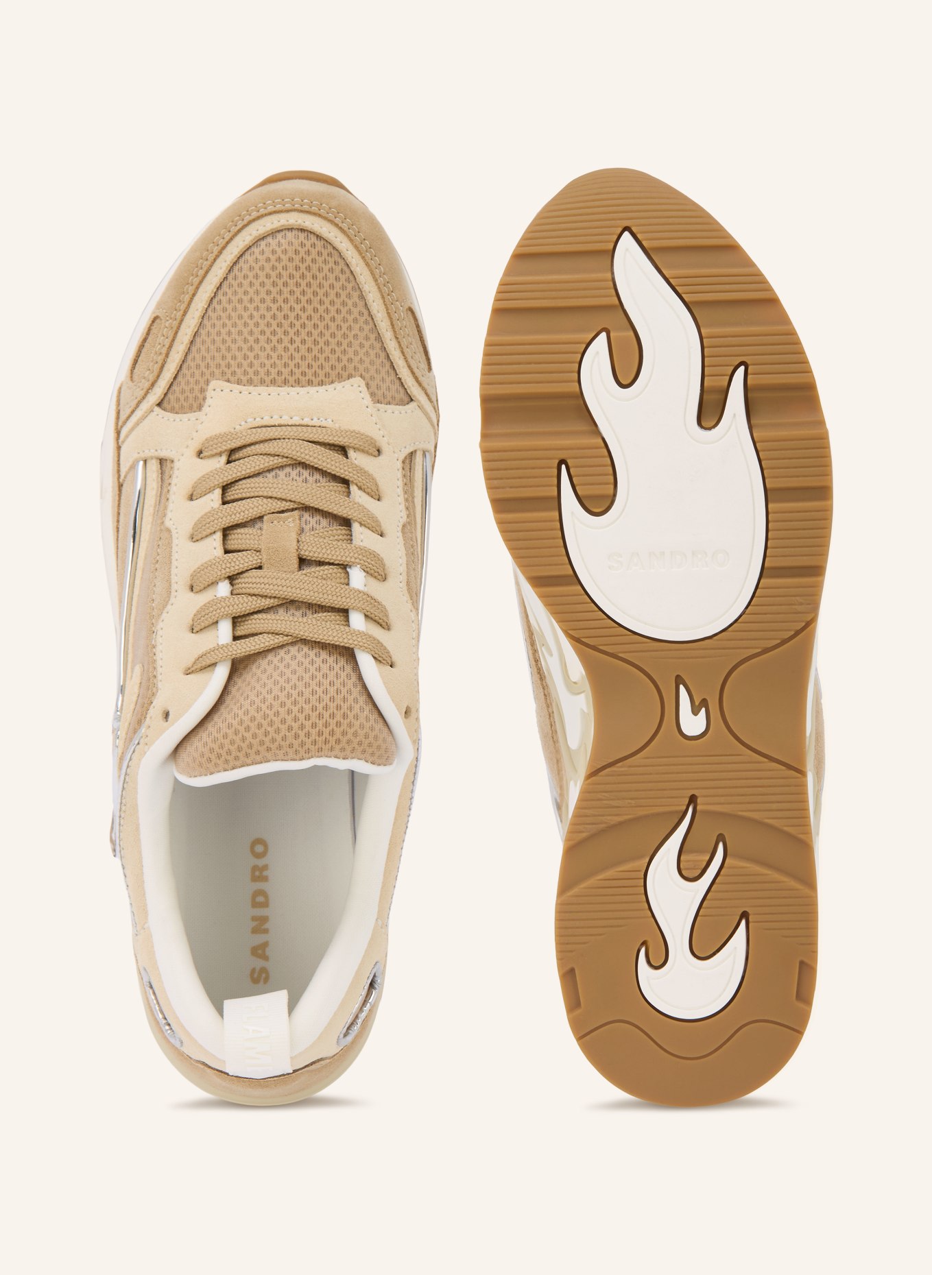 SANDRO Sneakersy: BEŻOWY / SREBRNY