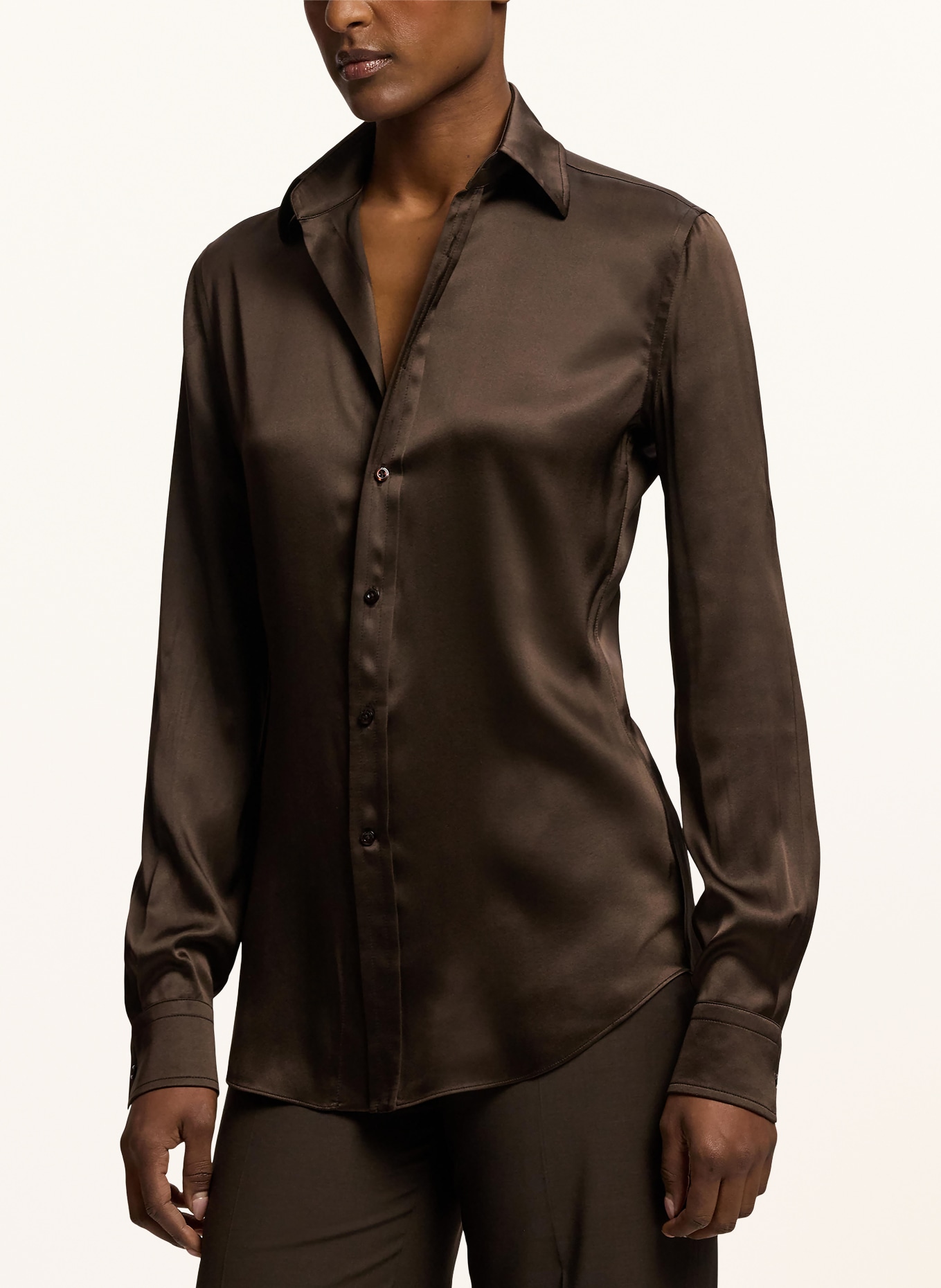 RALPH LAUREN Collection Silk shirt blouse: DARK BROWN