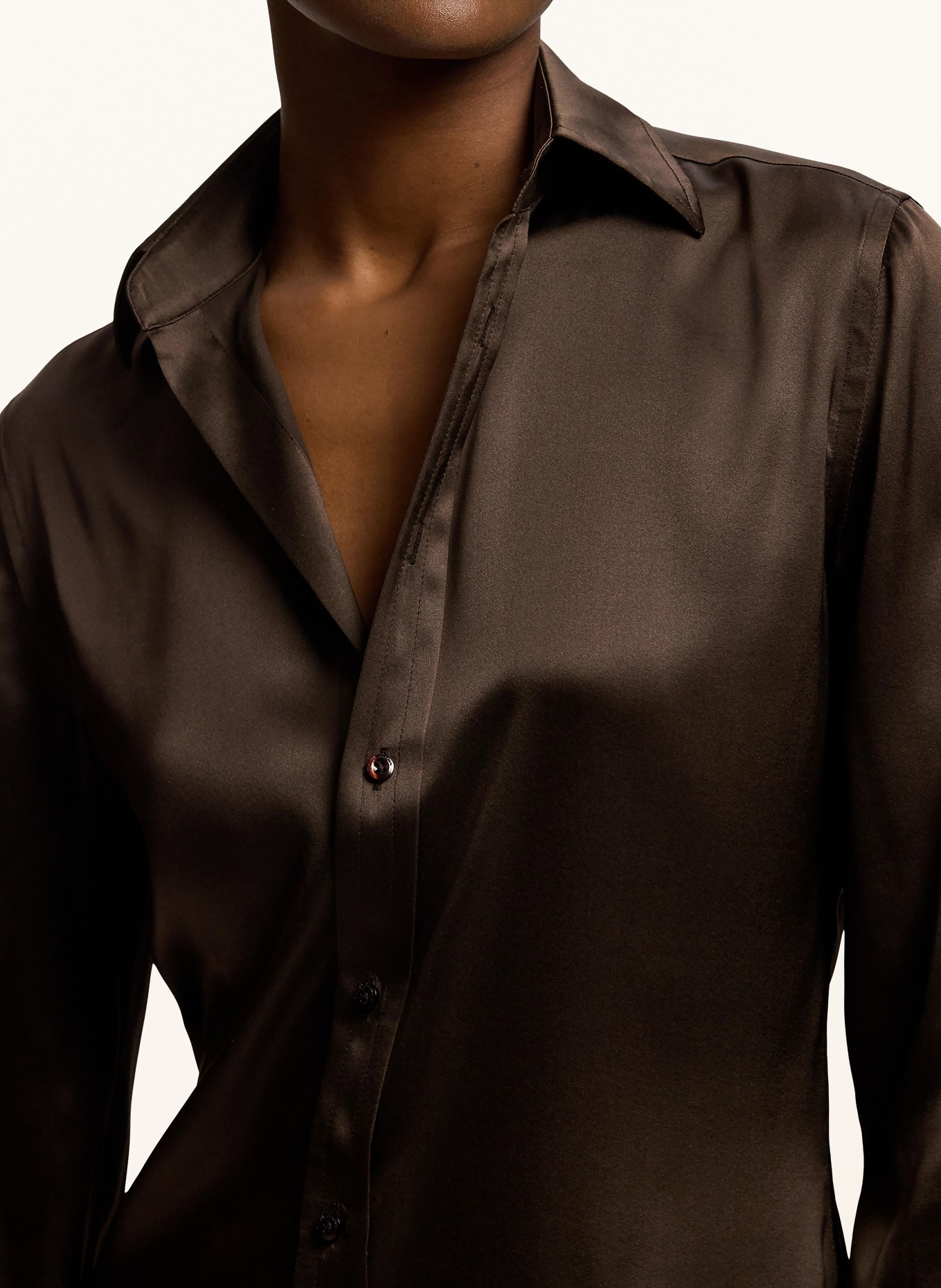 RALPH LAUREN Collection Silk shirt blouse: DARK BROWN