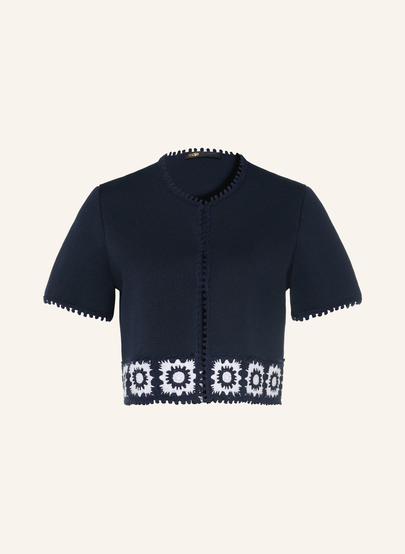 maje Strickjacke: DUNKELBLAU / WEISS