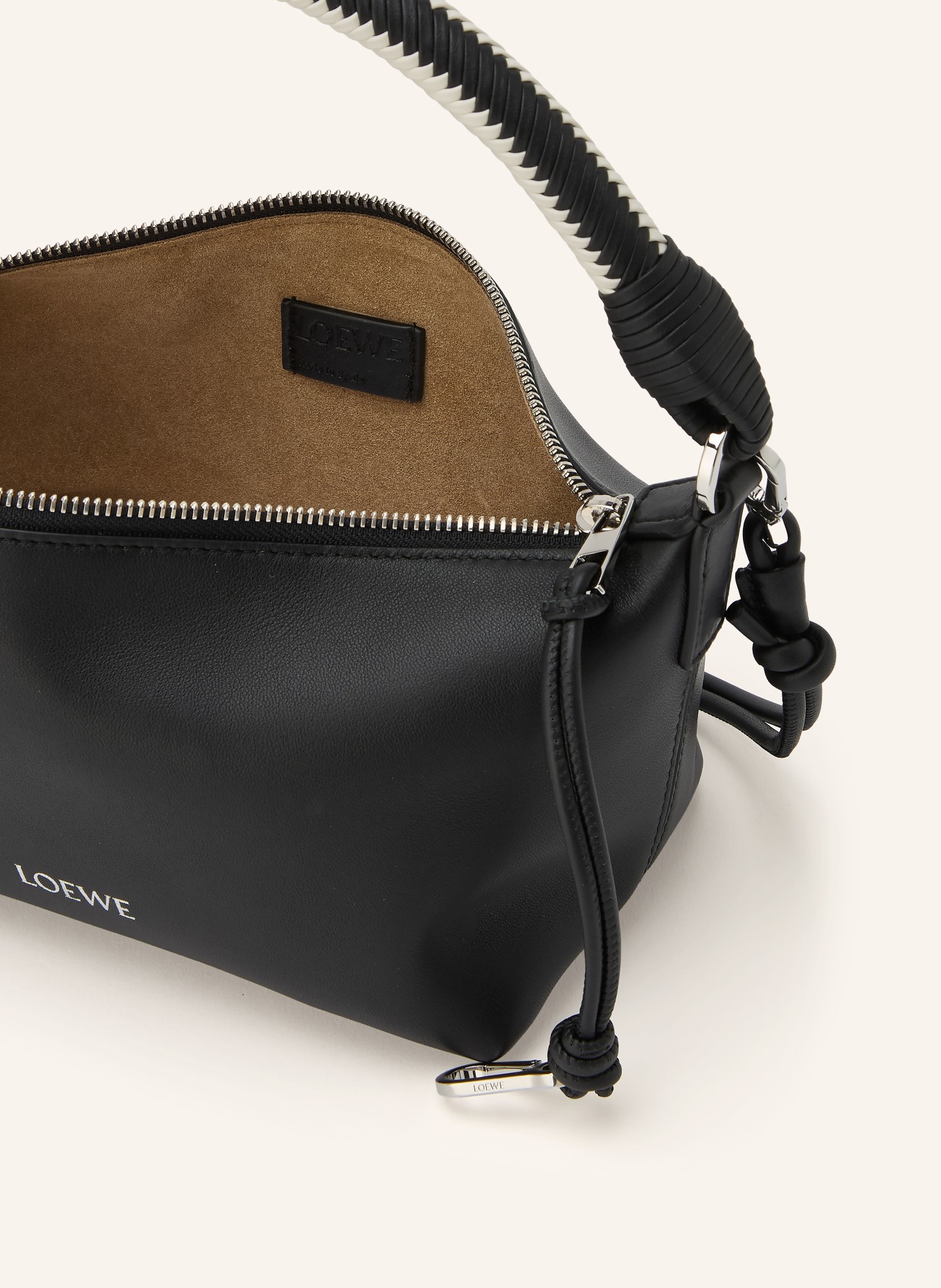 LOEWE Sac épaule CALA MINI: NOIR / ARGENT / BLANC