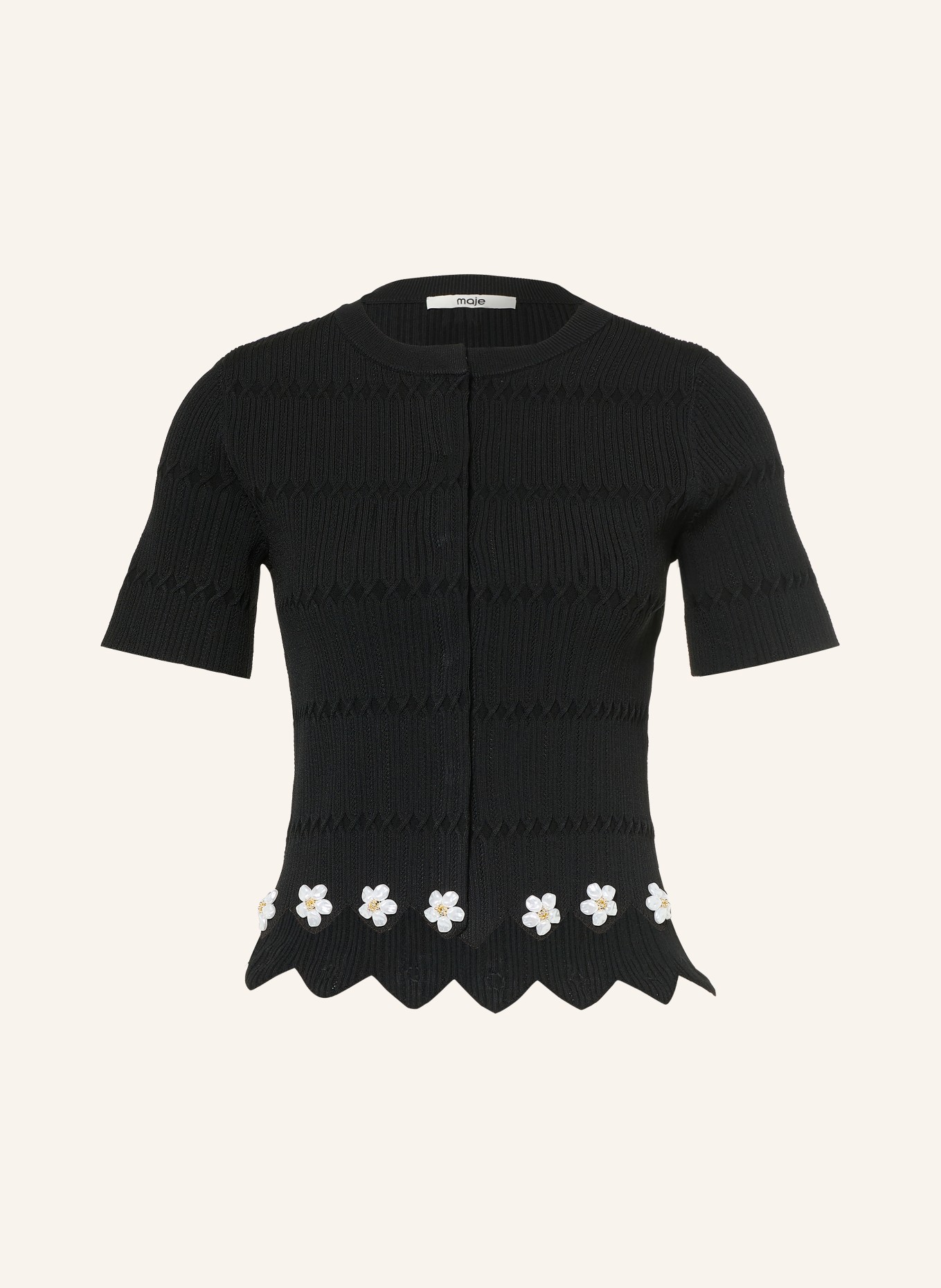 maje Strickjacke mit Schmuckperlen: SCHWARZ