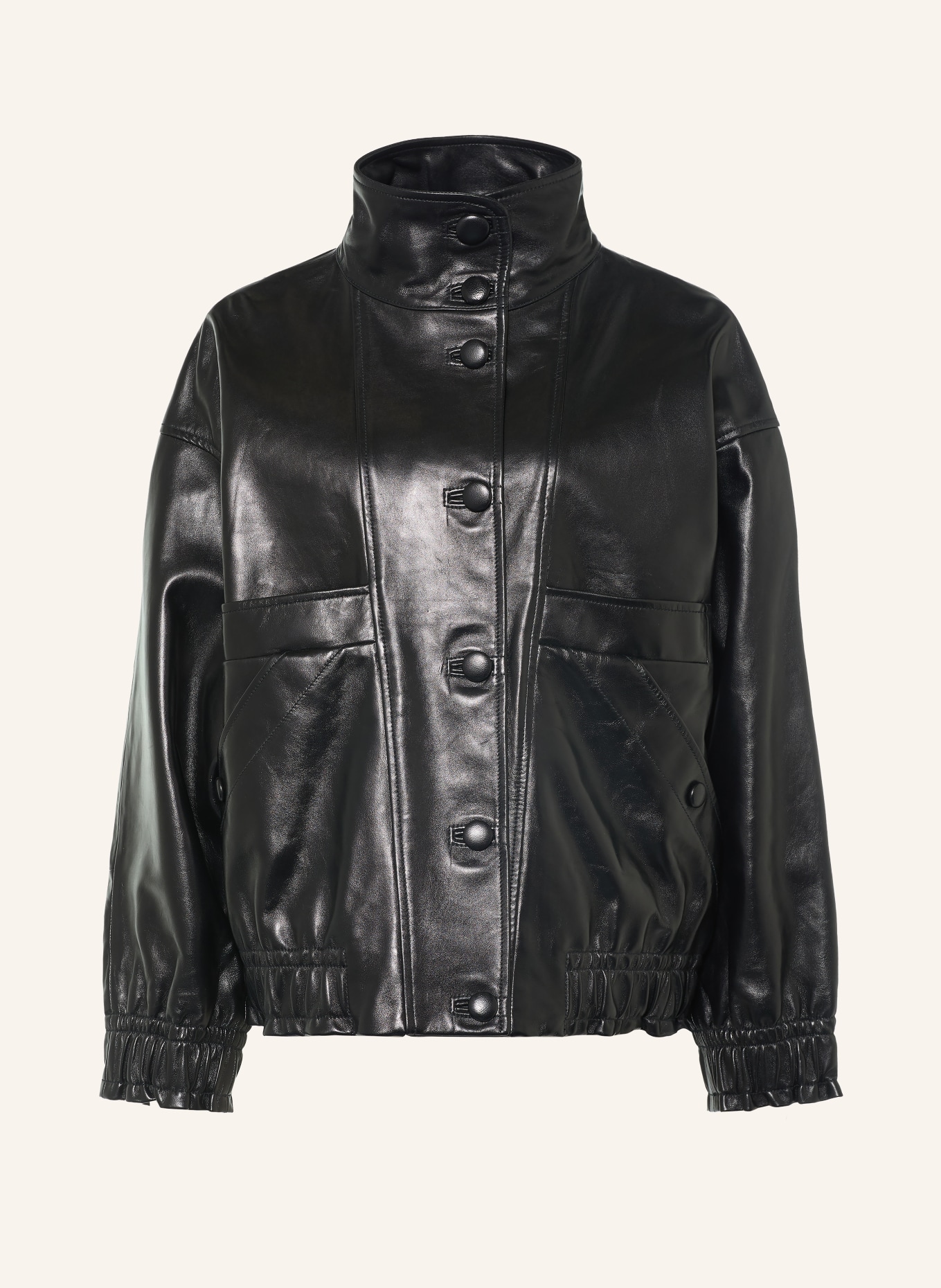 SANDRO Lederjacke: SCHWARZ