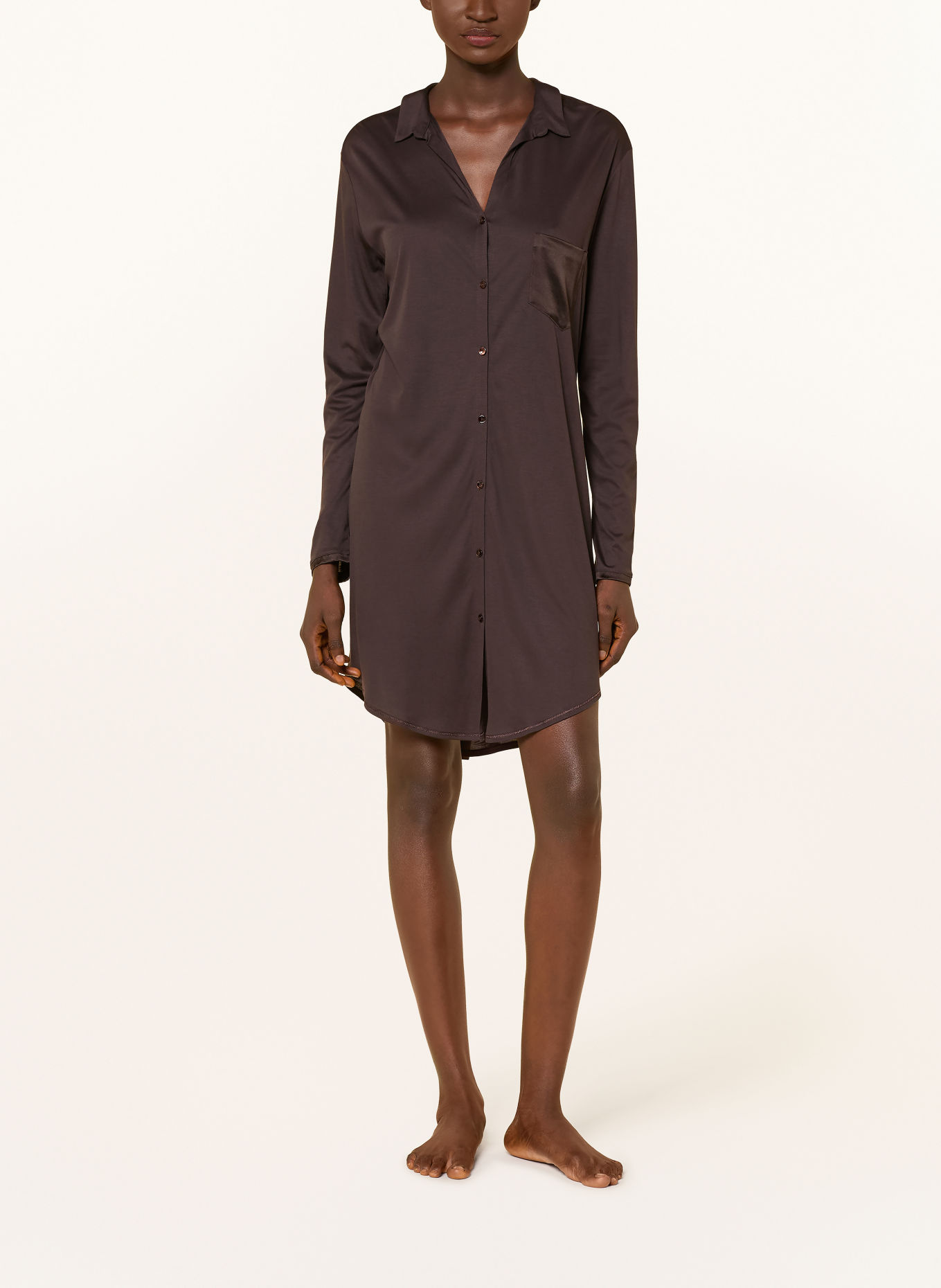HANRO Chemise de nuit GRAND CENTRAL: MARRON FONCÉ