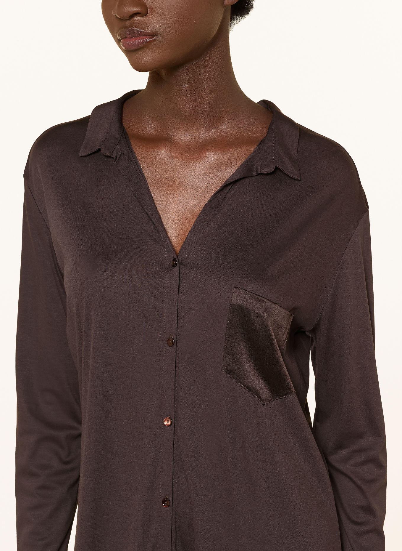 HANRO Chemise de nuit GRAND CENTRAL: MARRON FONCÉ
