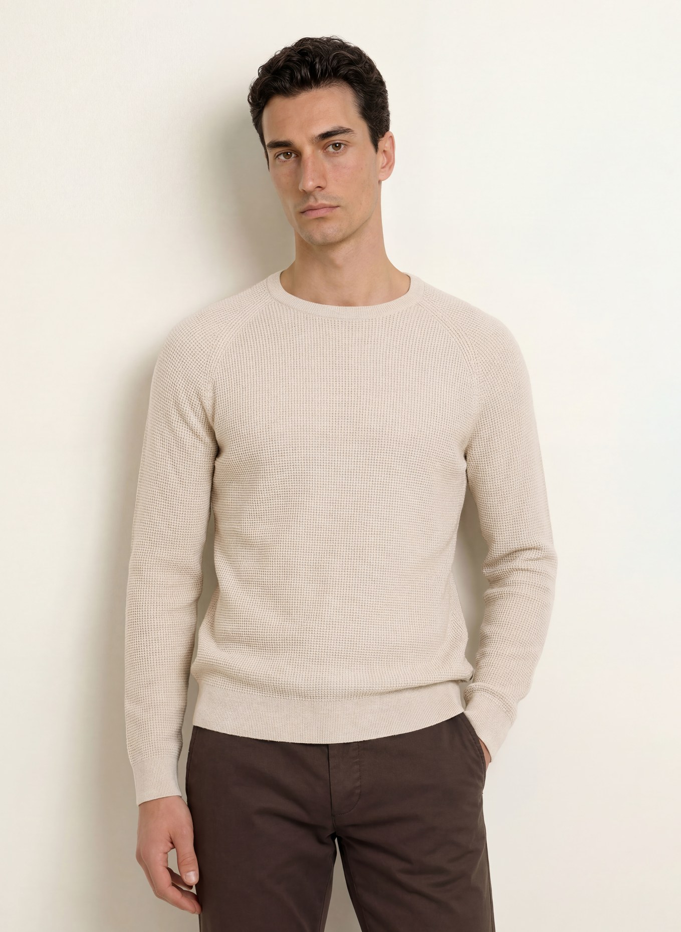 OLYMP Schurwoll-Pullover Level Five body fit: BEIGE