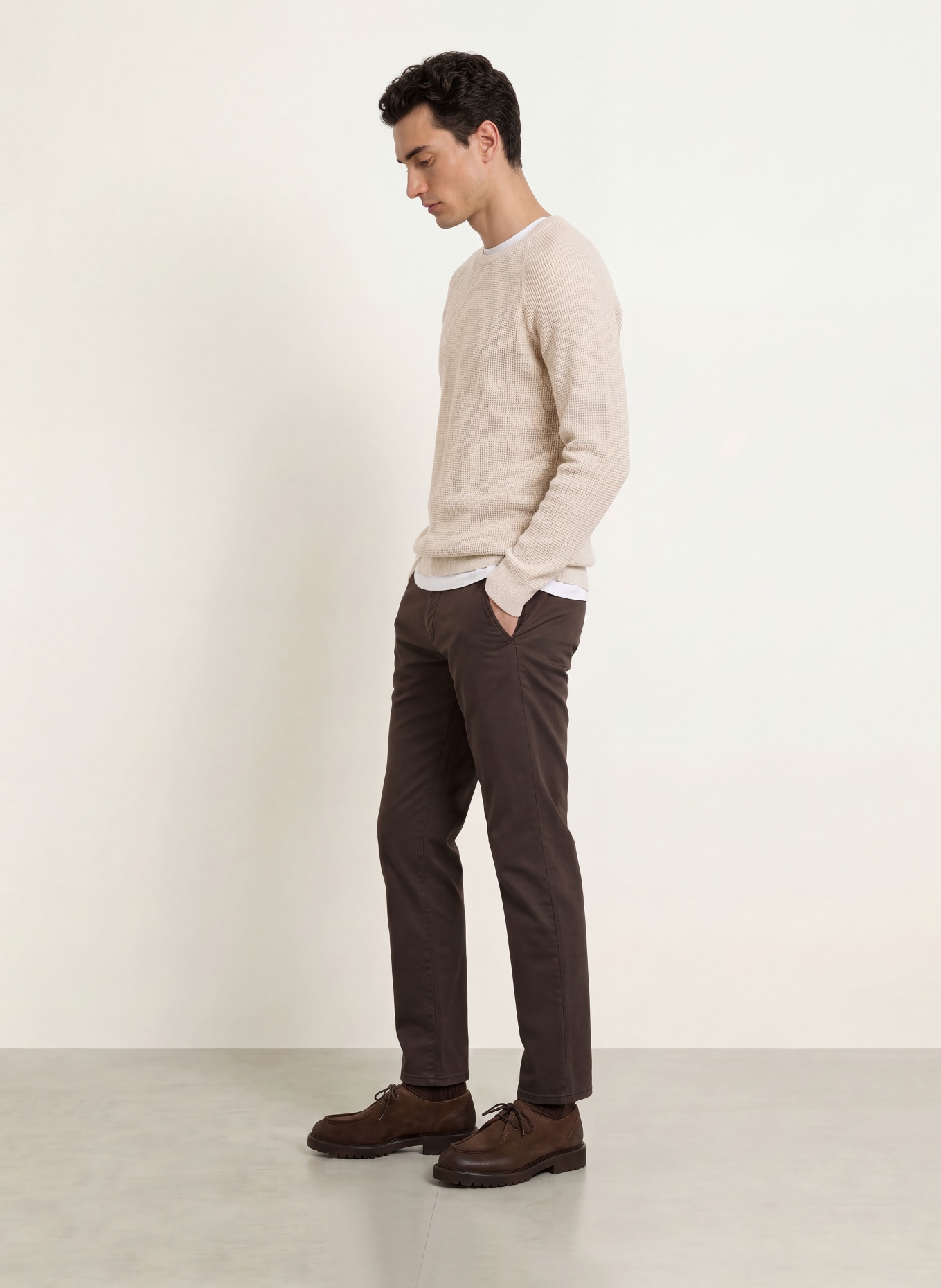 OLYMP Schurwoll-Pullover Level Five body fit: BEIGE
