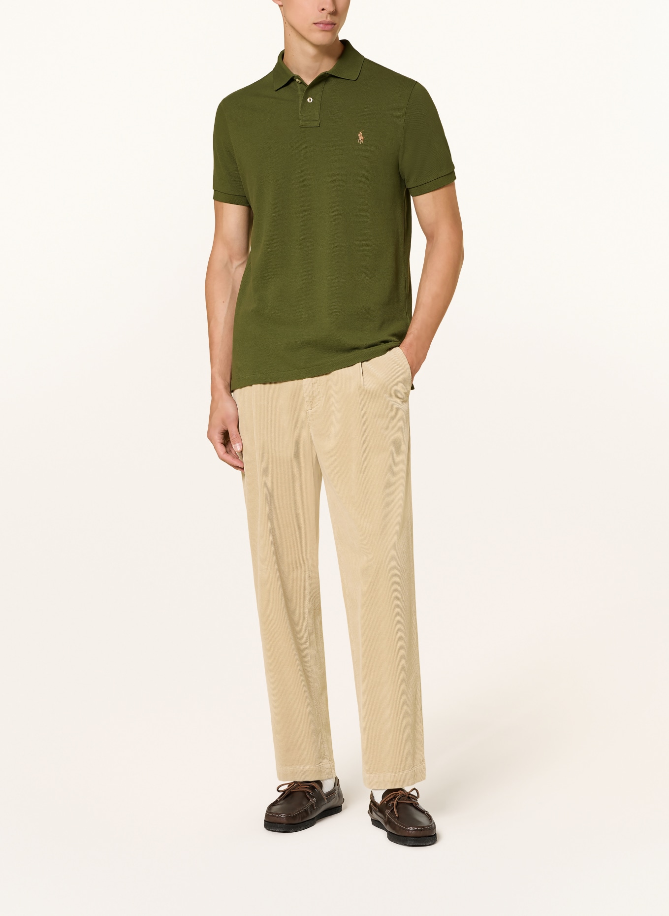 POLO RALPH LAUREN Piqué-Poloshirt Custom Slim Fit: OLIV