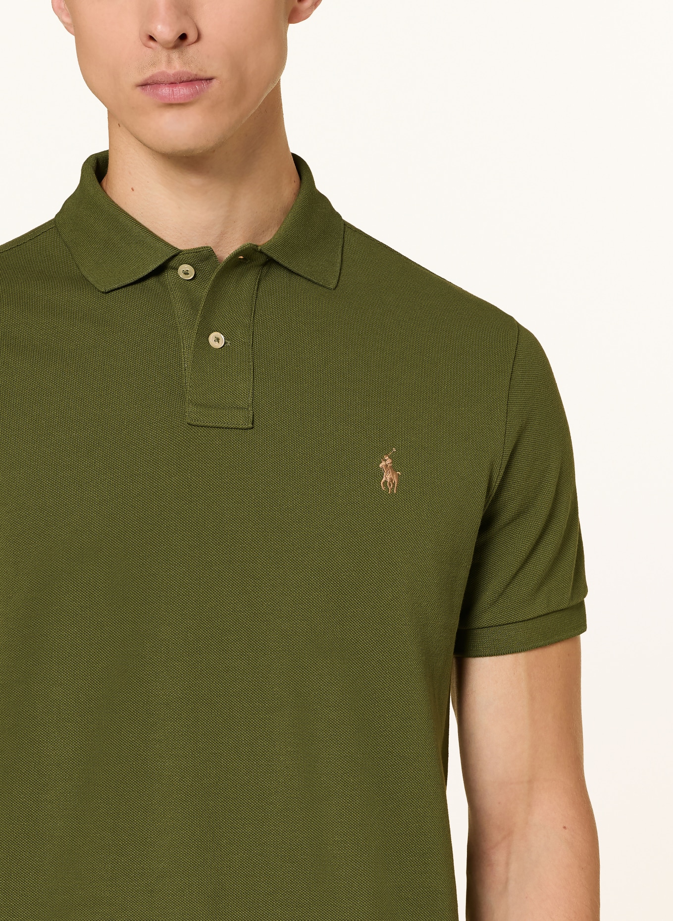 POLO RALPH LAUREN Piqué-Poloshirt Custom Slim Fit: OLIV