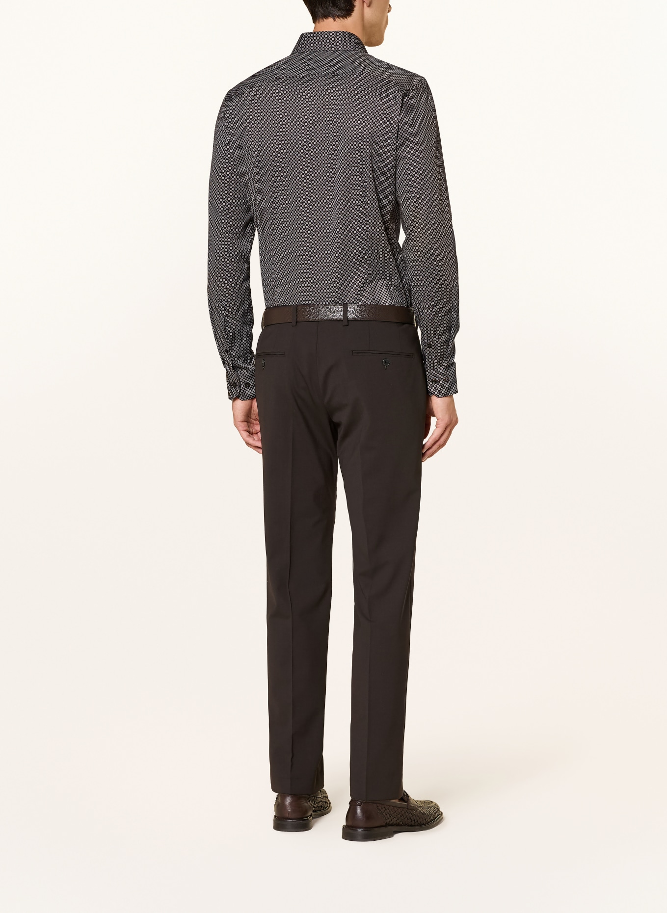 OLYMP Hemd No. Six super slim: DUNKELBRAUN / HELLBRAUN / WEISS