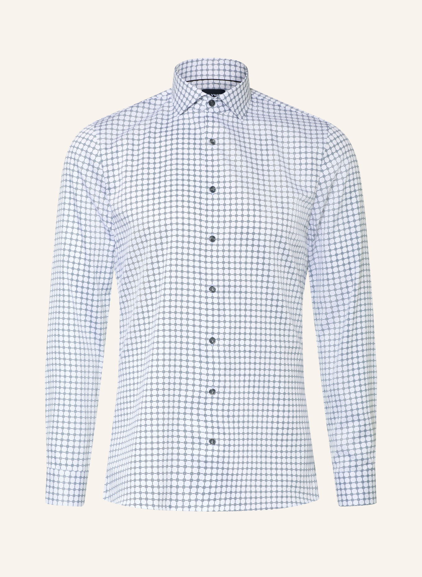 OLYMP Hemd No. Six super slim: WEISS / DUNKELBLAU