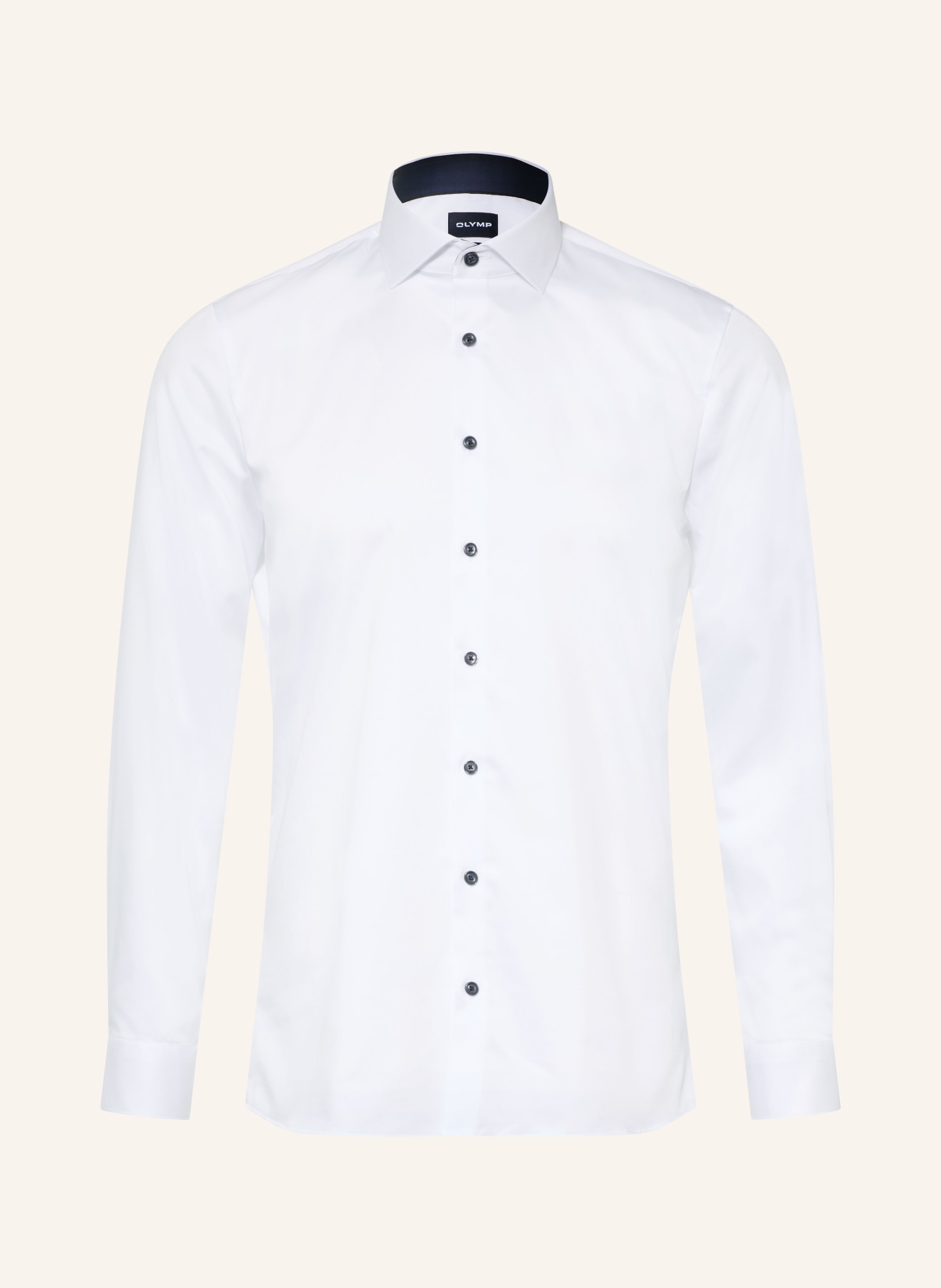 OLYMP Hemd LUXOR super slim: WEISS / DUNKELBLAU
