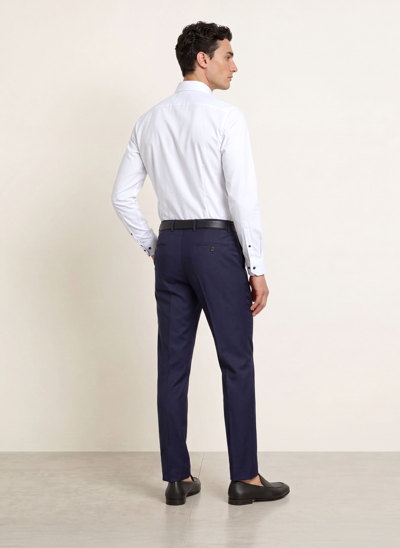 OLYMP Hemd LUXOR super slim: WEISS / DUNKELBLAU