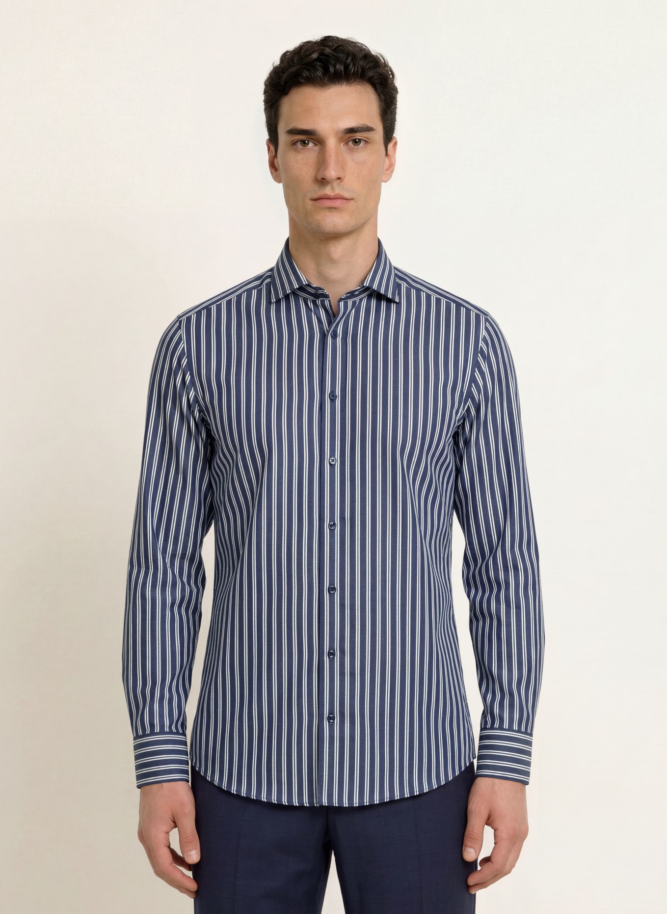 OLYMP Hemd Luxor modern fit: DUNKELBLAU / KHAKI / WEISS