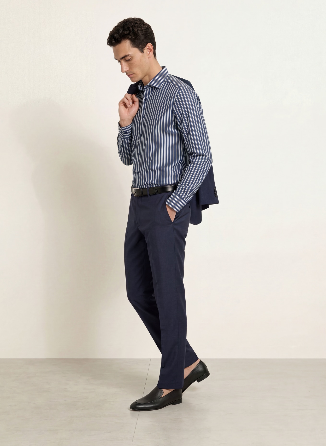 OLYMP Hemd Luxor modern fit: DUNKELBLAU / KHAKI / WEISS