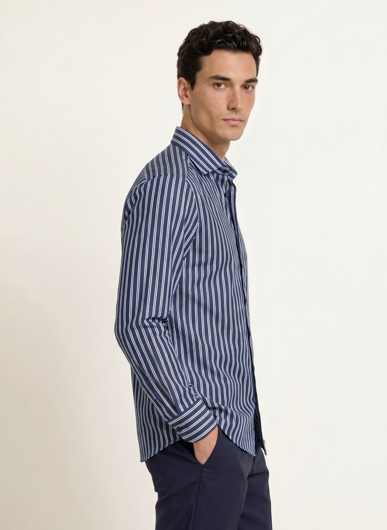 OLYMP Hemd Luxor modern fit: DUNKELBLAU / KHAKI / WEISS